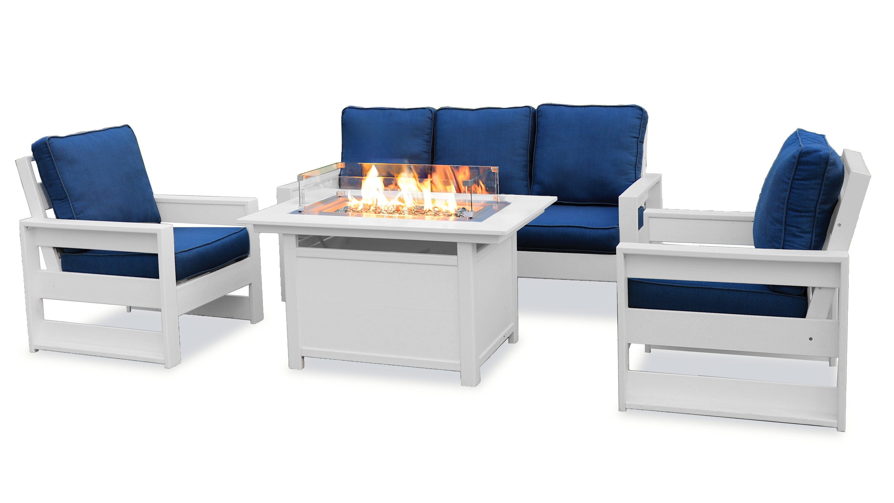 Rectangle Fire Pit Table with Pacifica Sofa Set