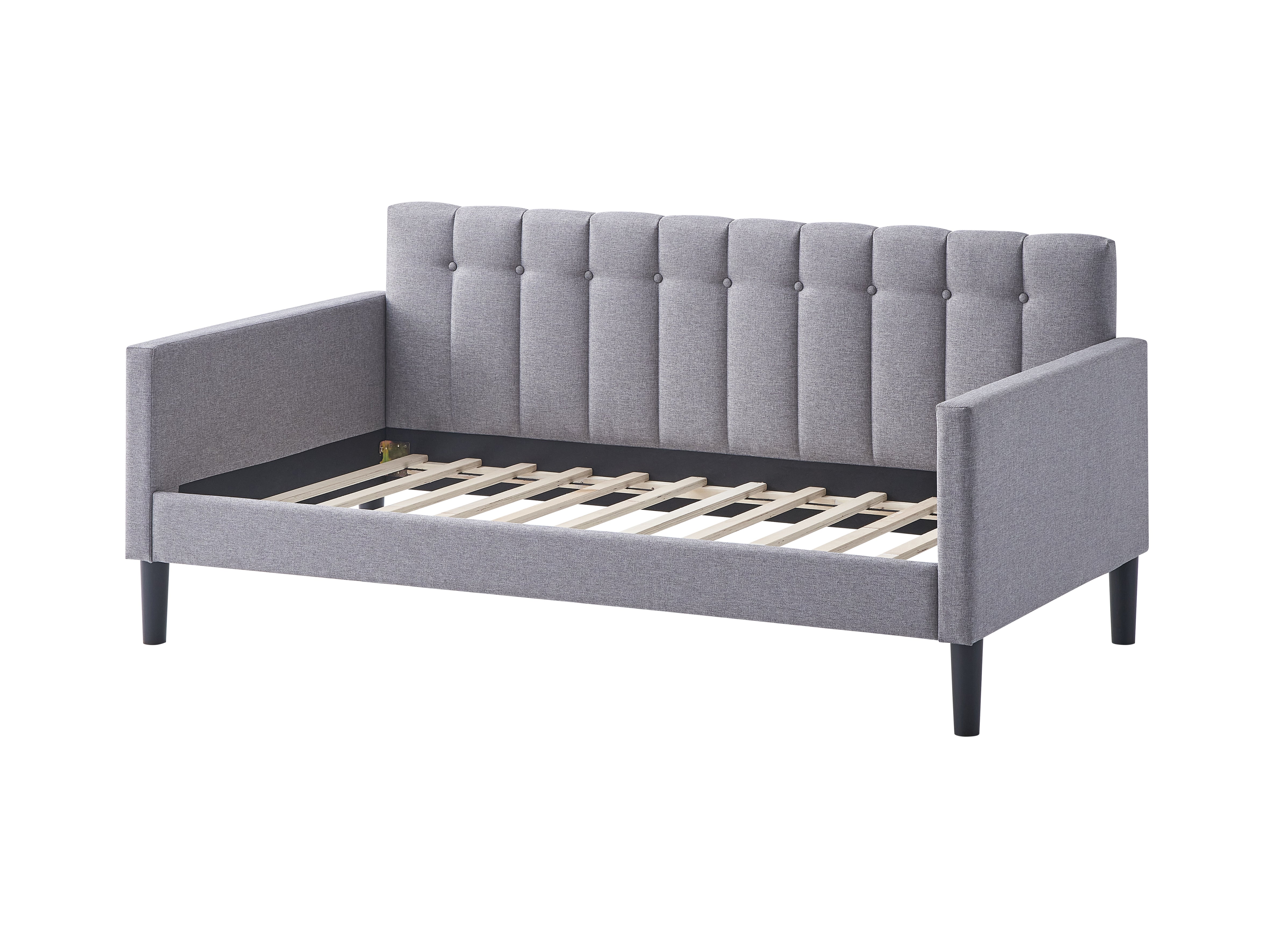 LuXeo Dana Twin Size Upholstered Day Bed in Gray Fabric
