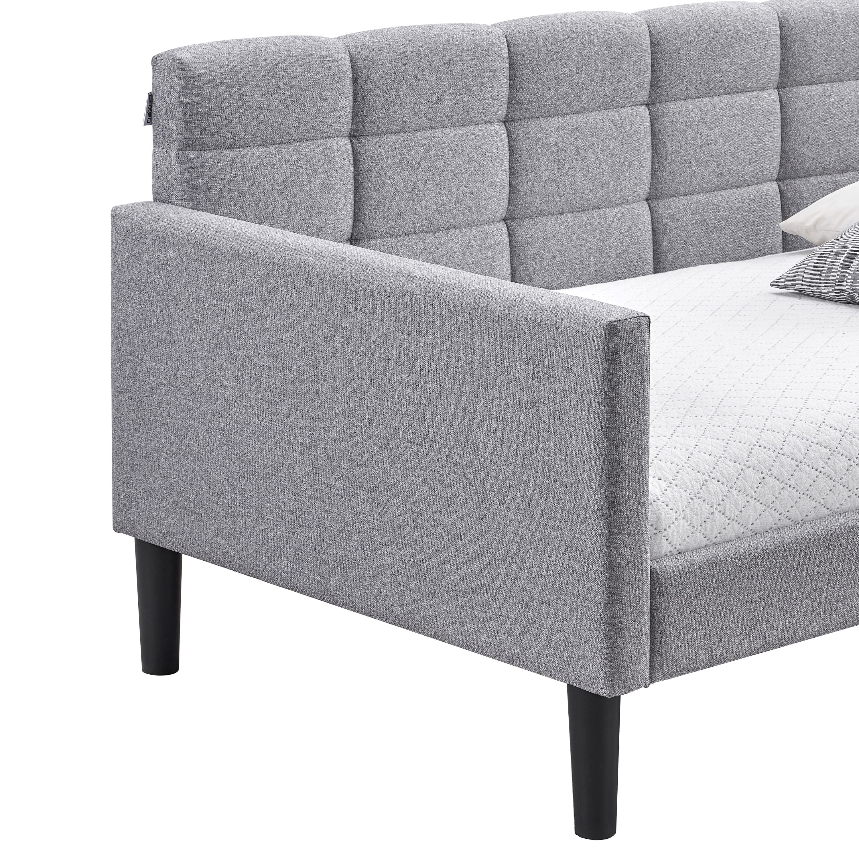 LuXeo Bella Twin Size Upholstered Gray Day Bed