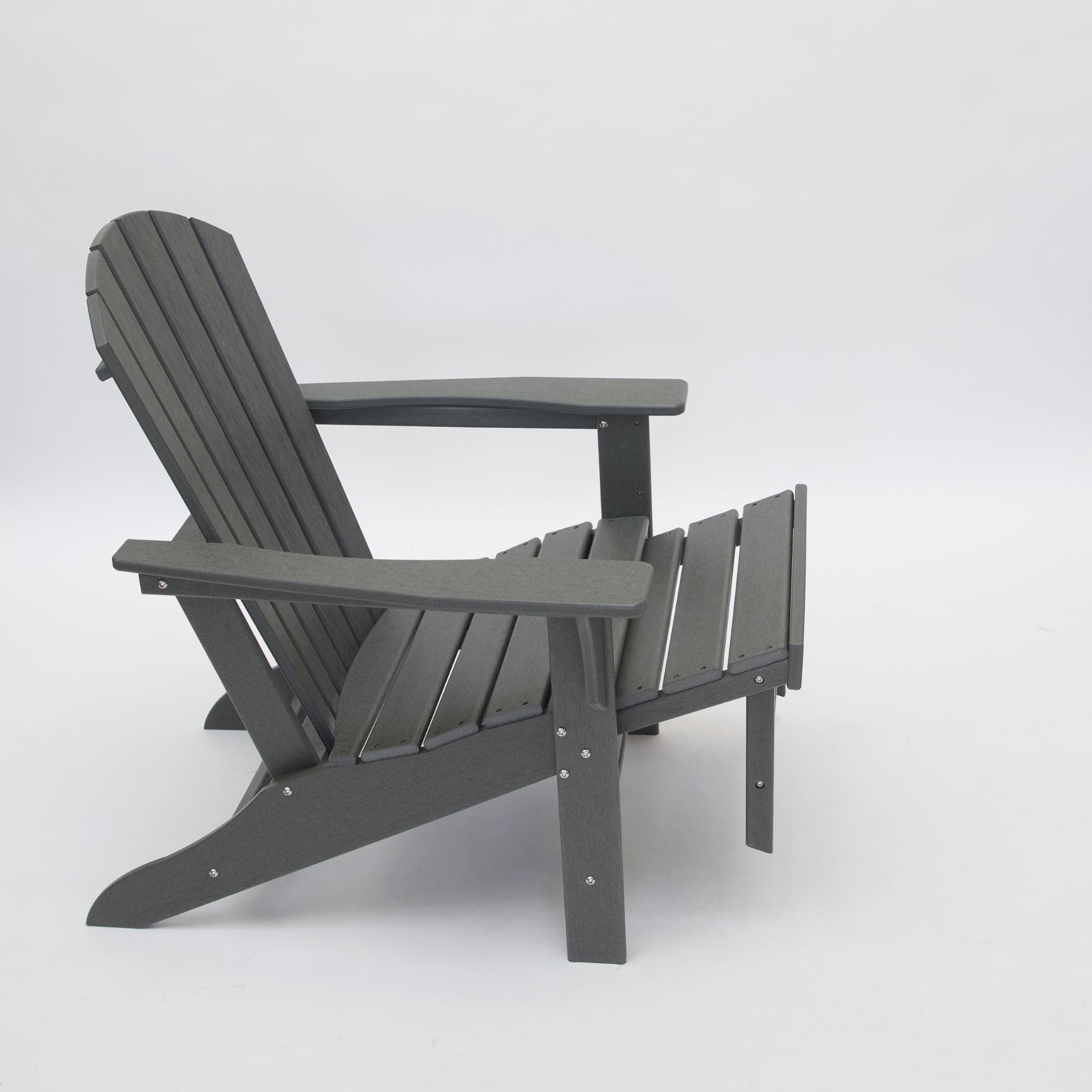 LuXeo - Hampton HDPE Recycled Plastic Outdoor Patio Adirondack Chair with Hideaway Ottoman