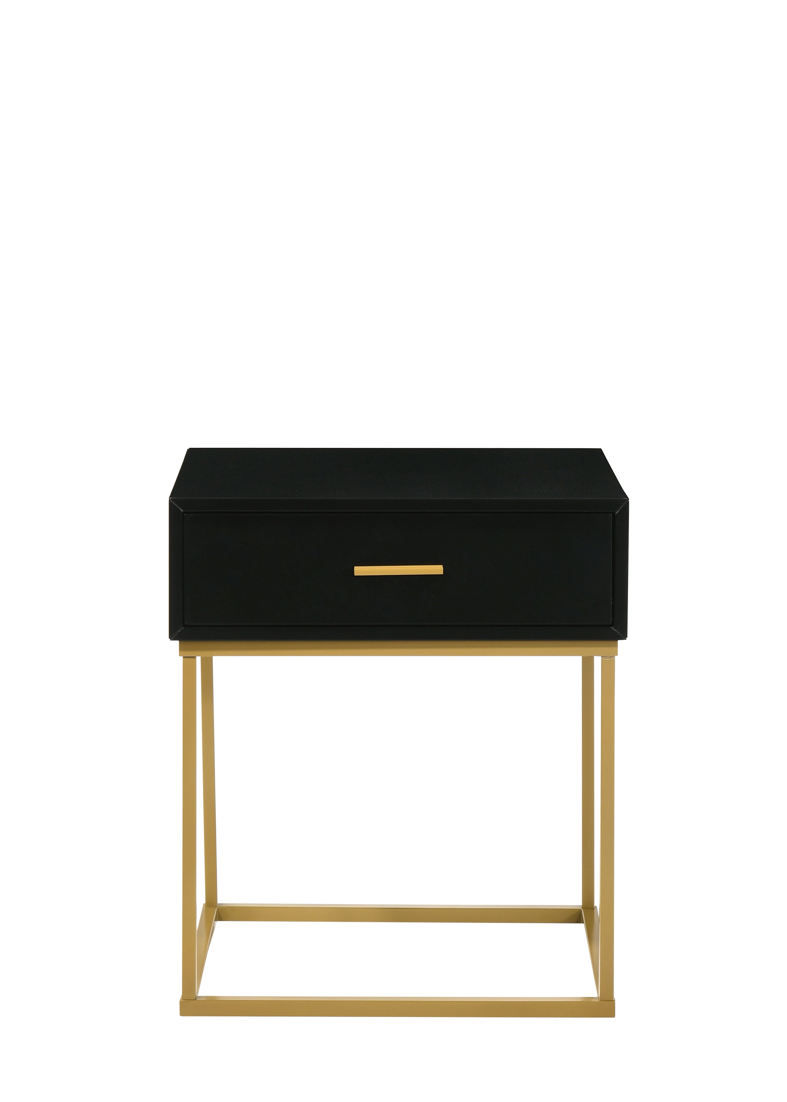 Black One Drawer with Gold Legs Beside Accent NightstandCatalina Nighstand with Gold Legs
