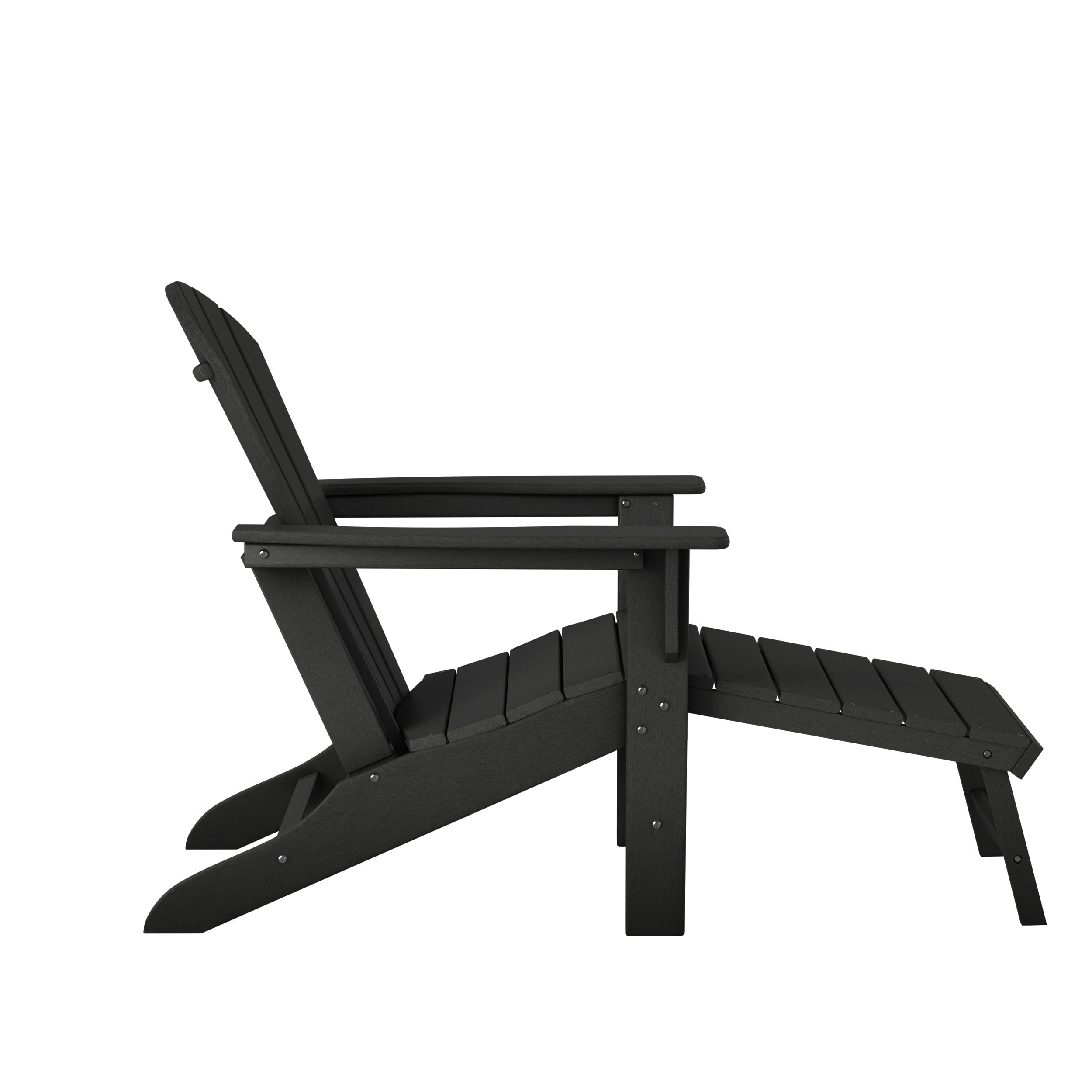 Hampton HDPE Adirondack Chair with Hideaway Ottoman and Table Set (3-PIece)