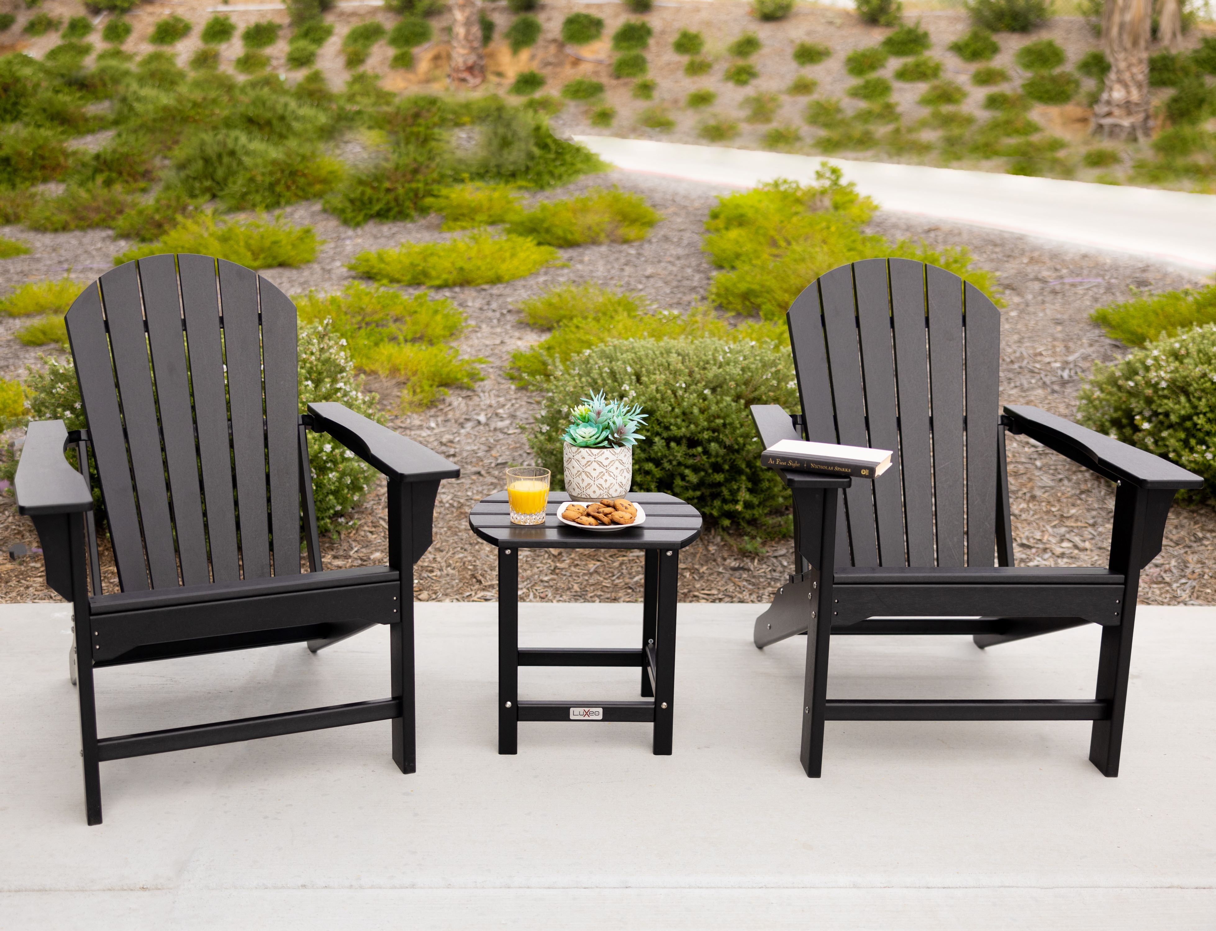 LuXeo Hampton  Outdoor Patio Adirondack Chairs and Table Set (3-Piece)