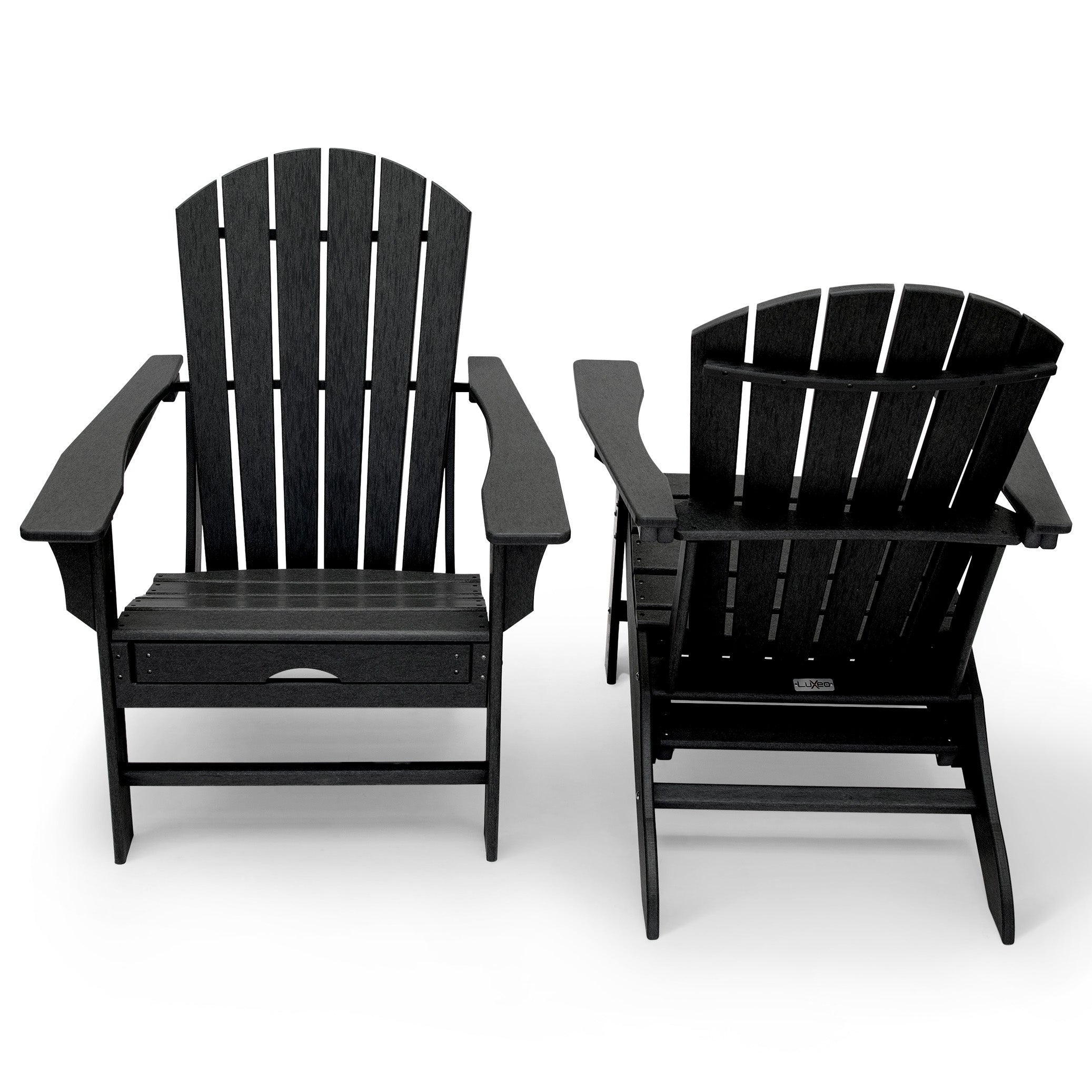 Hampton HDPE Recycled Plastic Outdoor Patio Adirondack Chair with Hideaway Ottoman