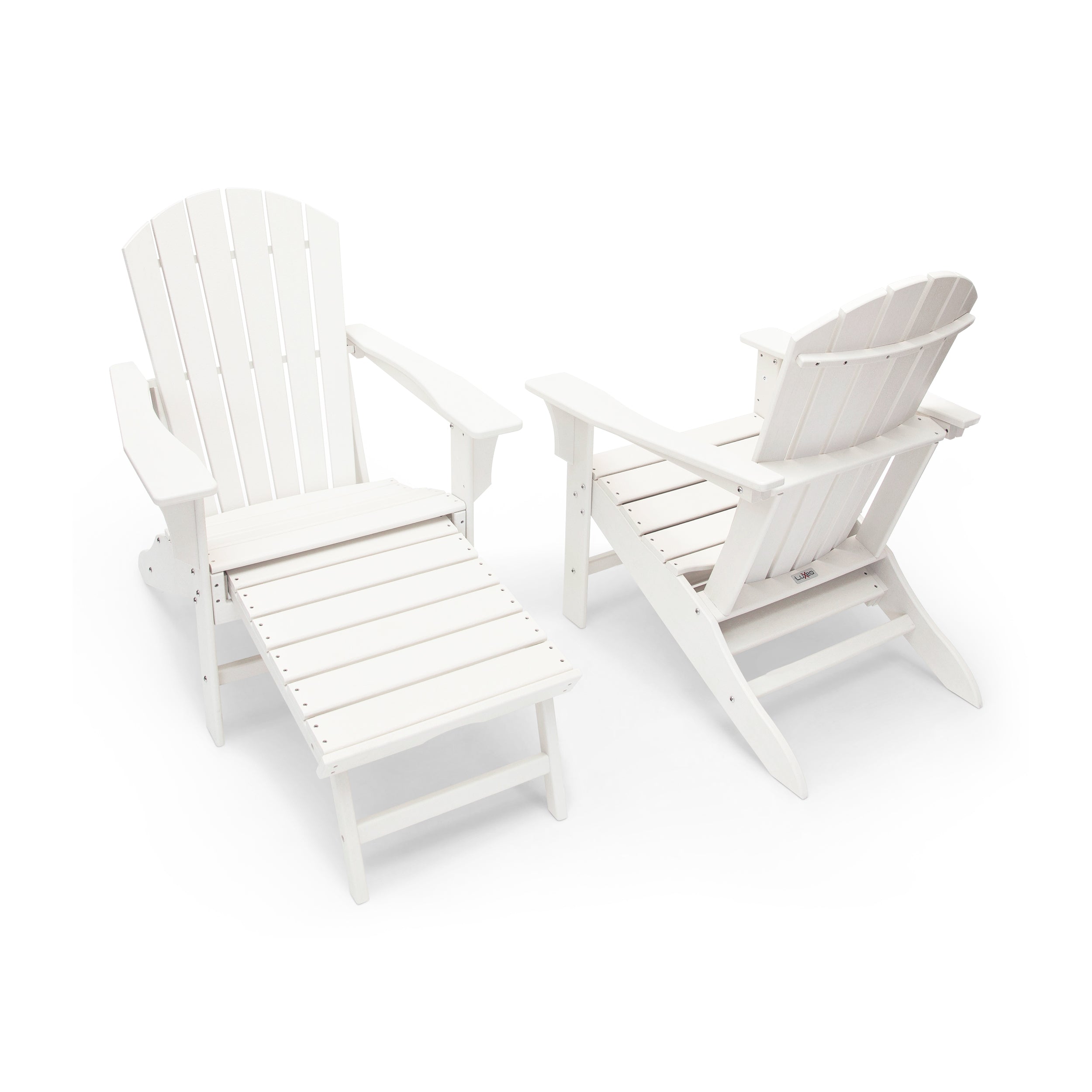 LuXeo - Hampton HDPE Recycled Plastic Outdoor Patio Adirondack Chair with Hideaway Ottoman