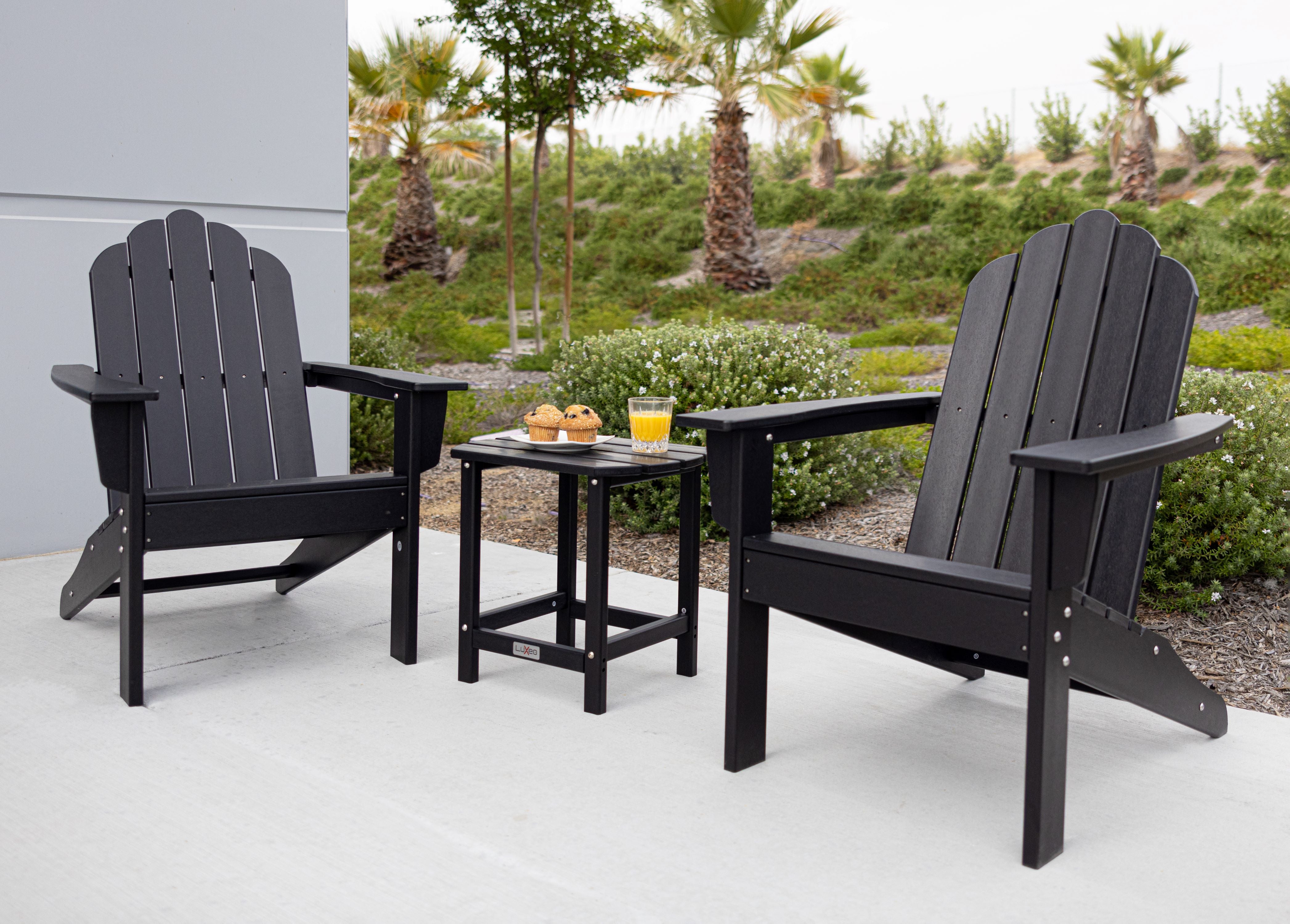 Marina HDPE Recycled Plastic Outdoor Patio Adirondack Chair and Table Set (3-Piece)