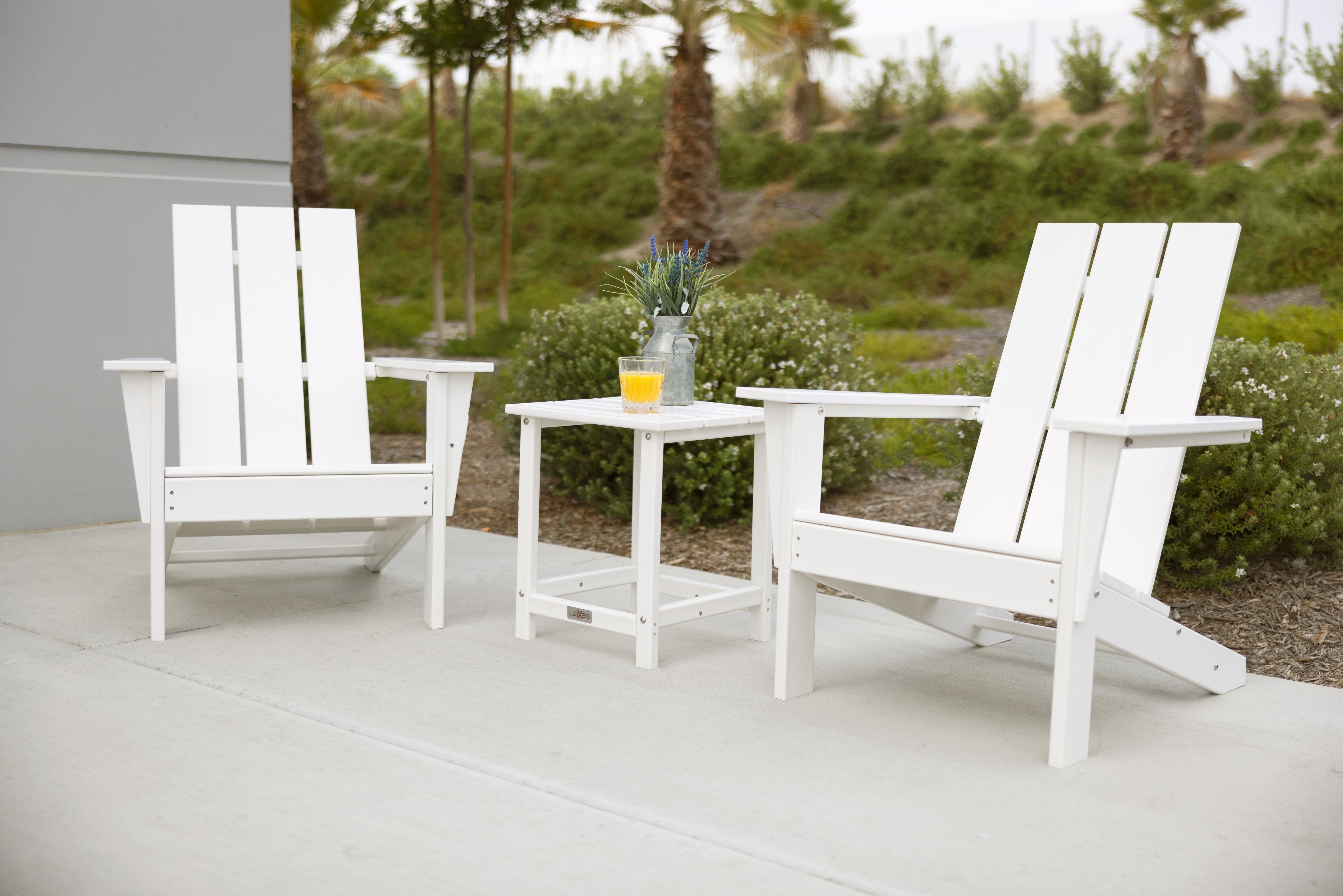 LuXeo Arcadia Outdoor Patio Adirondack Chair and Table Set (3-Piece)