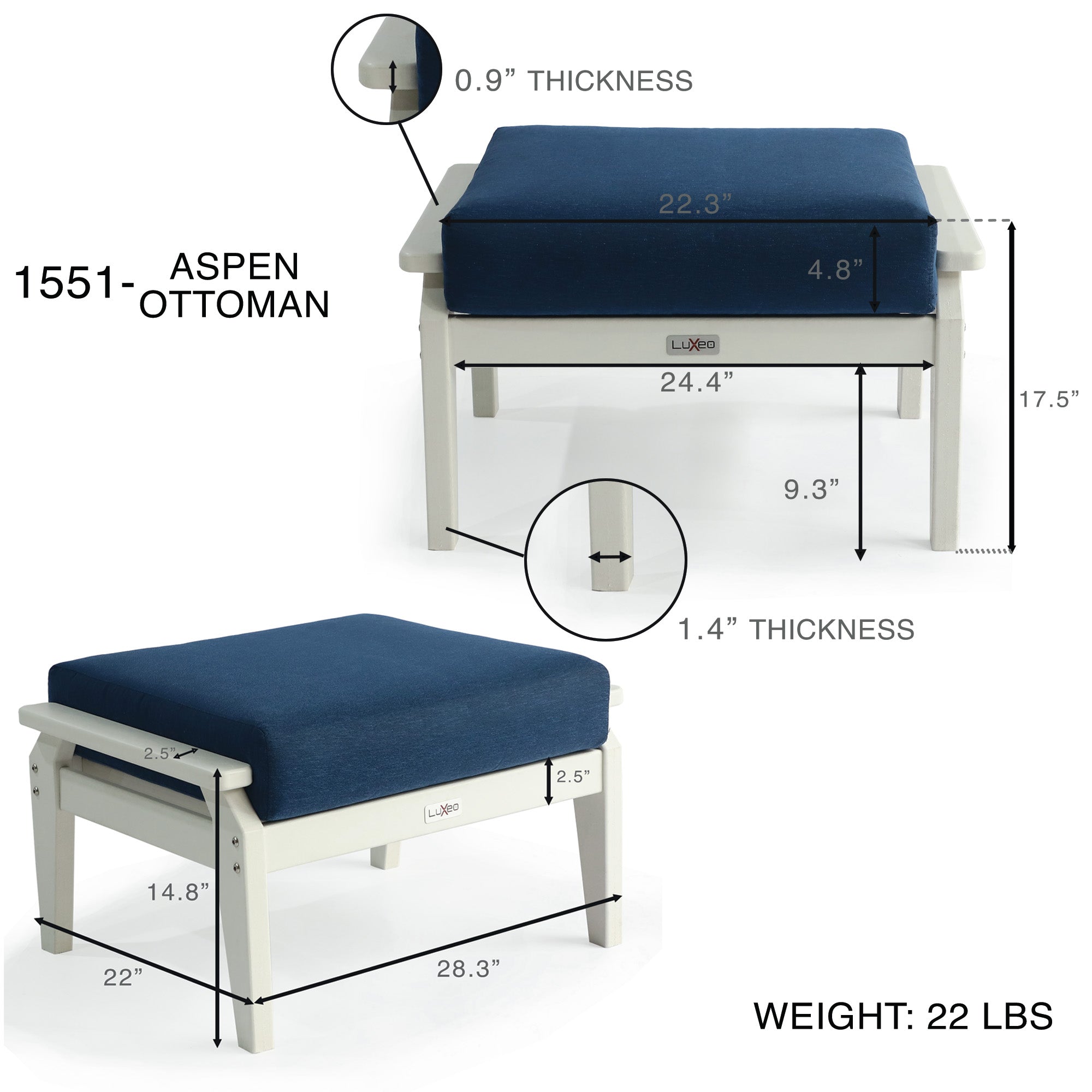 Aspen Ottoman with Cushion