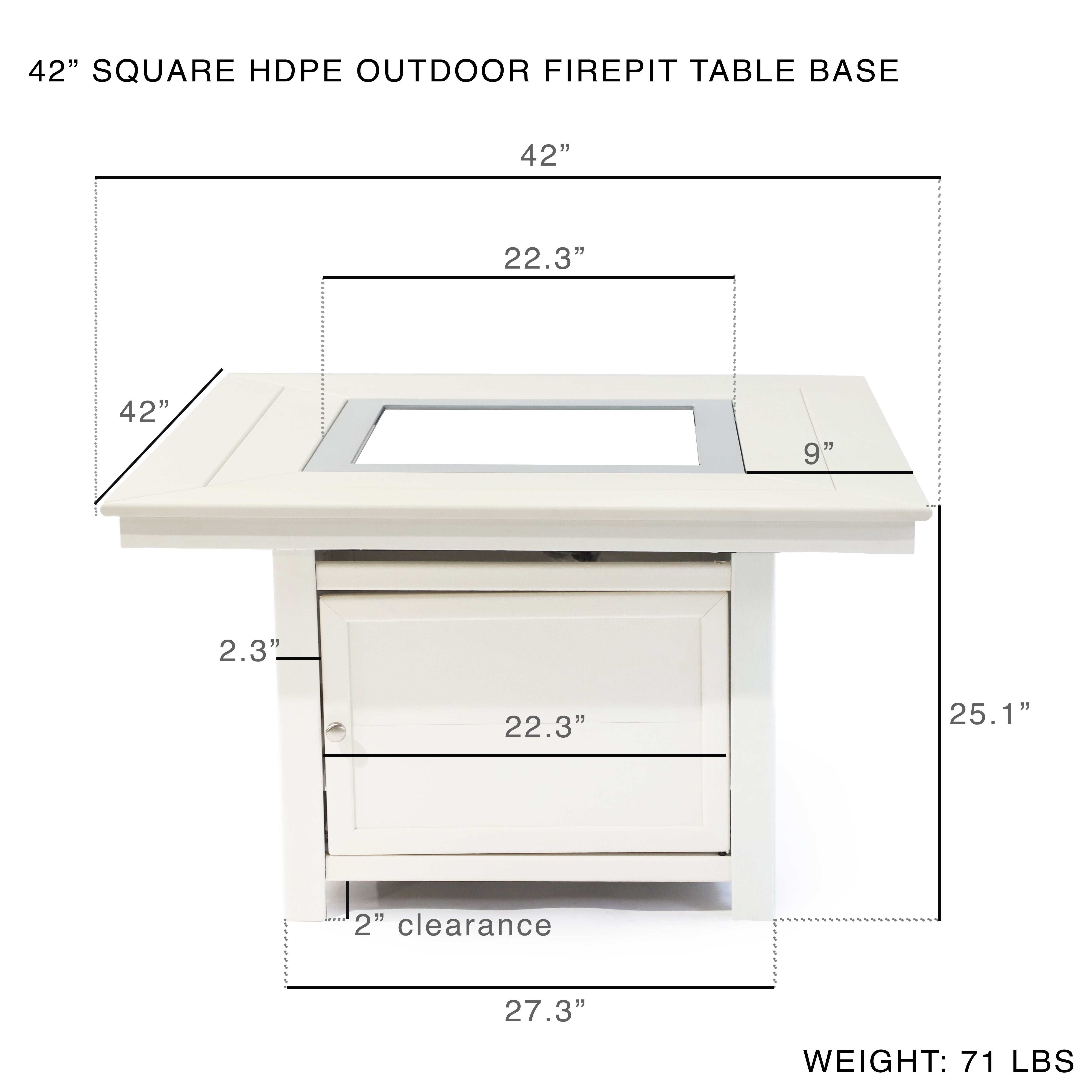 25"(H)x 48" (W) Round Poly Fire Pit- Top and Base Frame Only