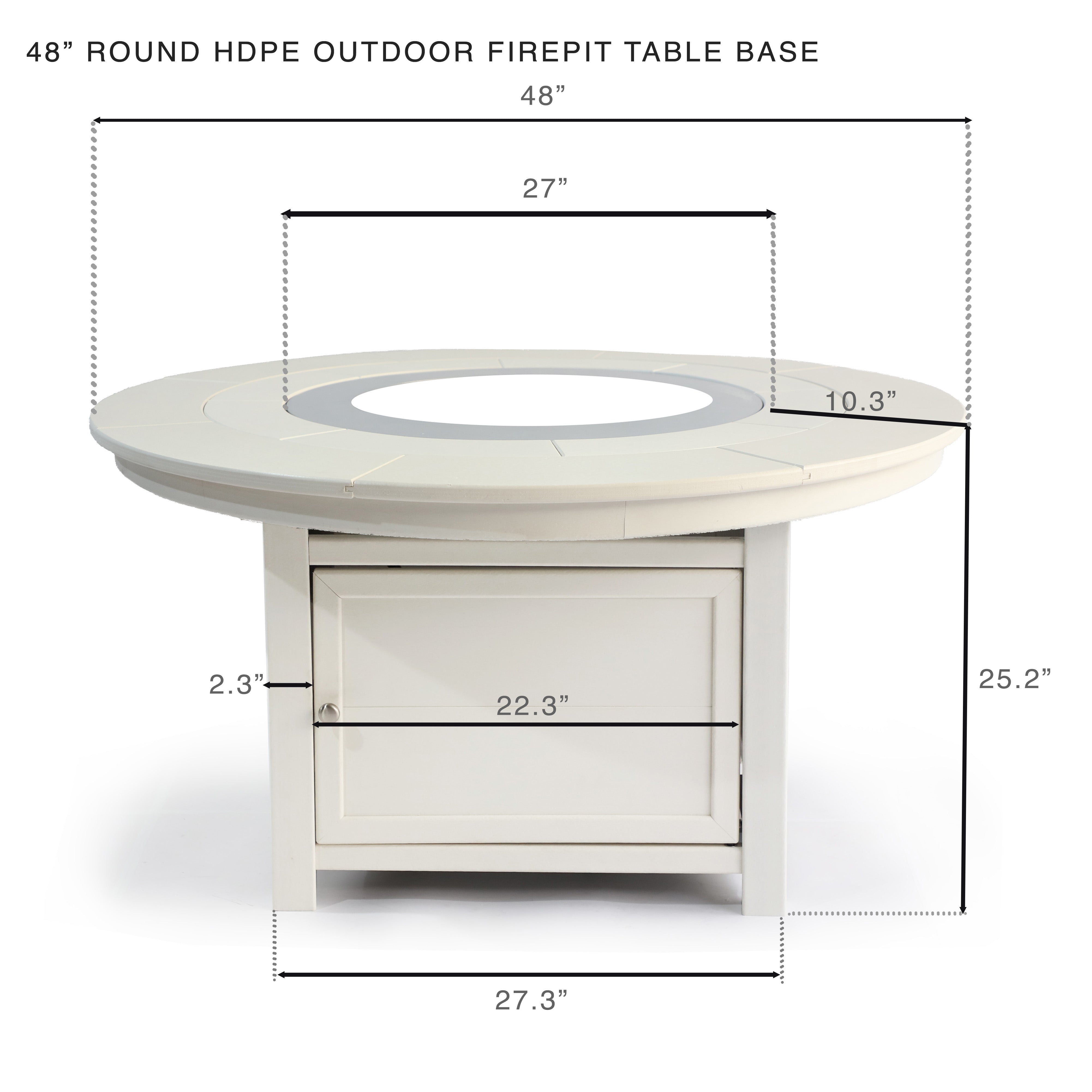 25"(H)x 48" (W) Round Poly Fire Pit- Top and Base Frame Only