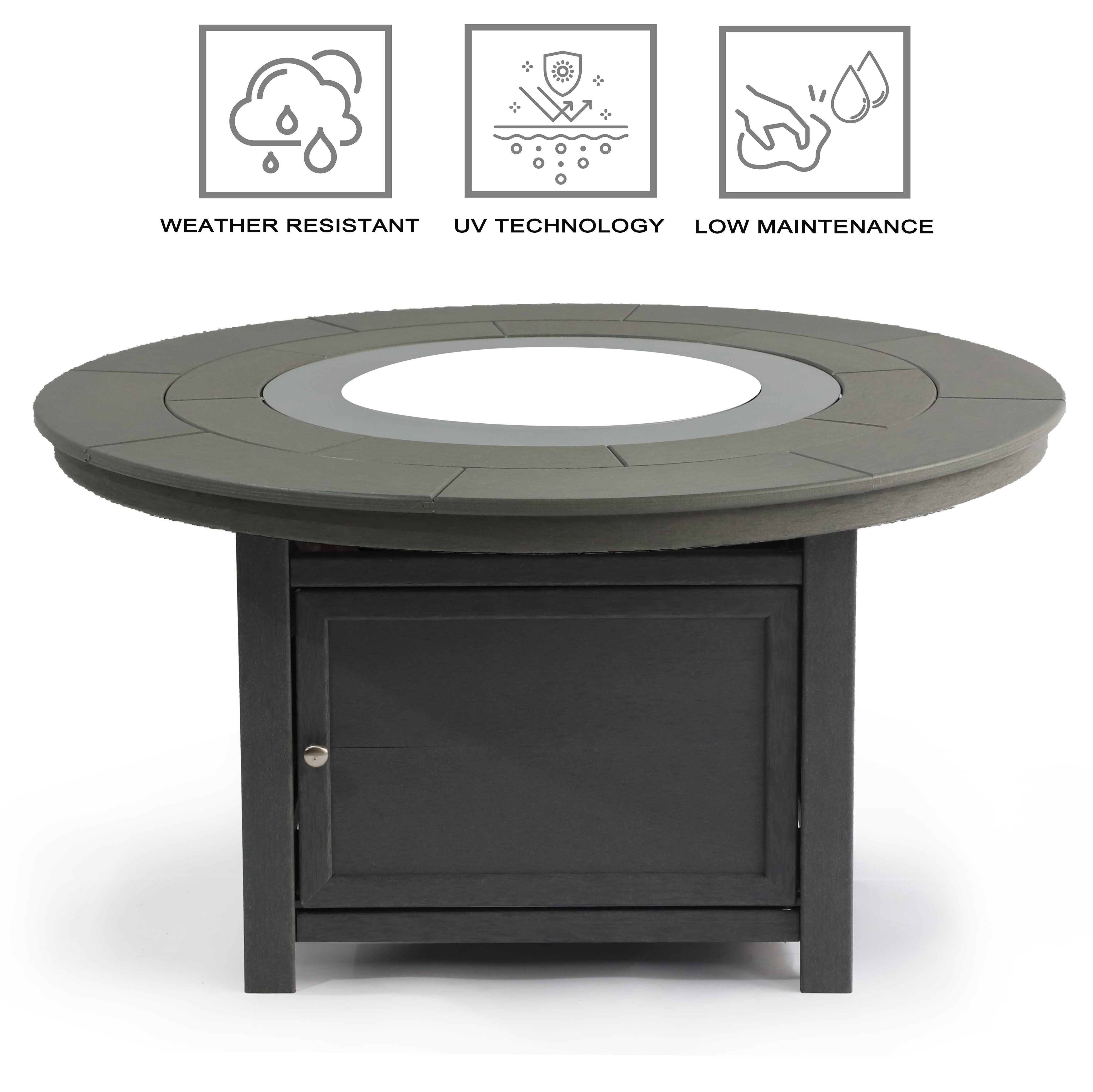 25"(H)x 48" (W) Round Poly Fire Pit- Top and Base Frame Only