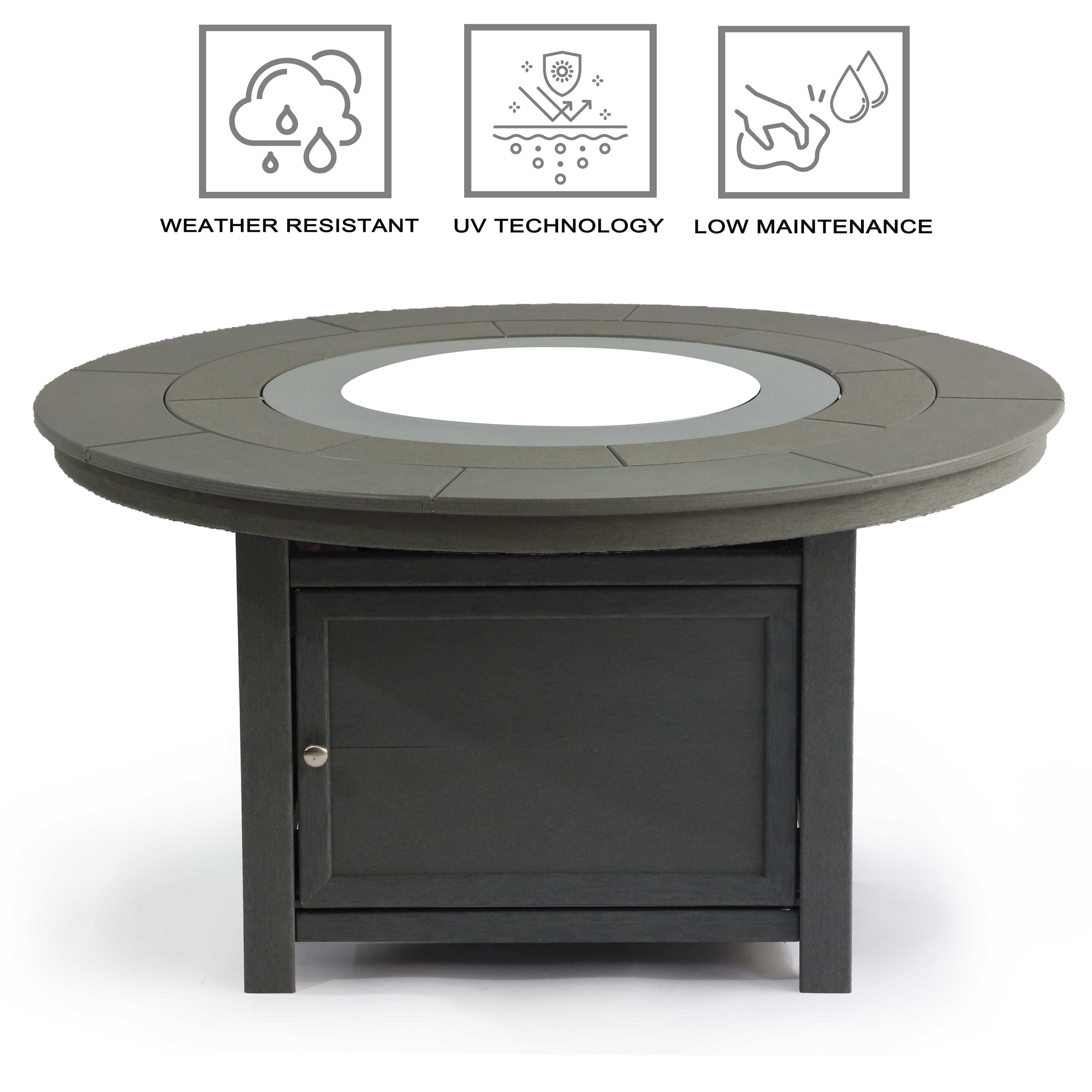 48" x 25" Round HDPE Patio Firepit Table, TOP & BASE ONLY [OUTLET]