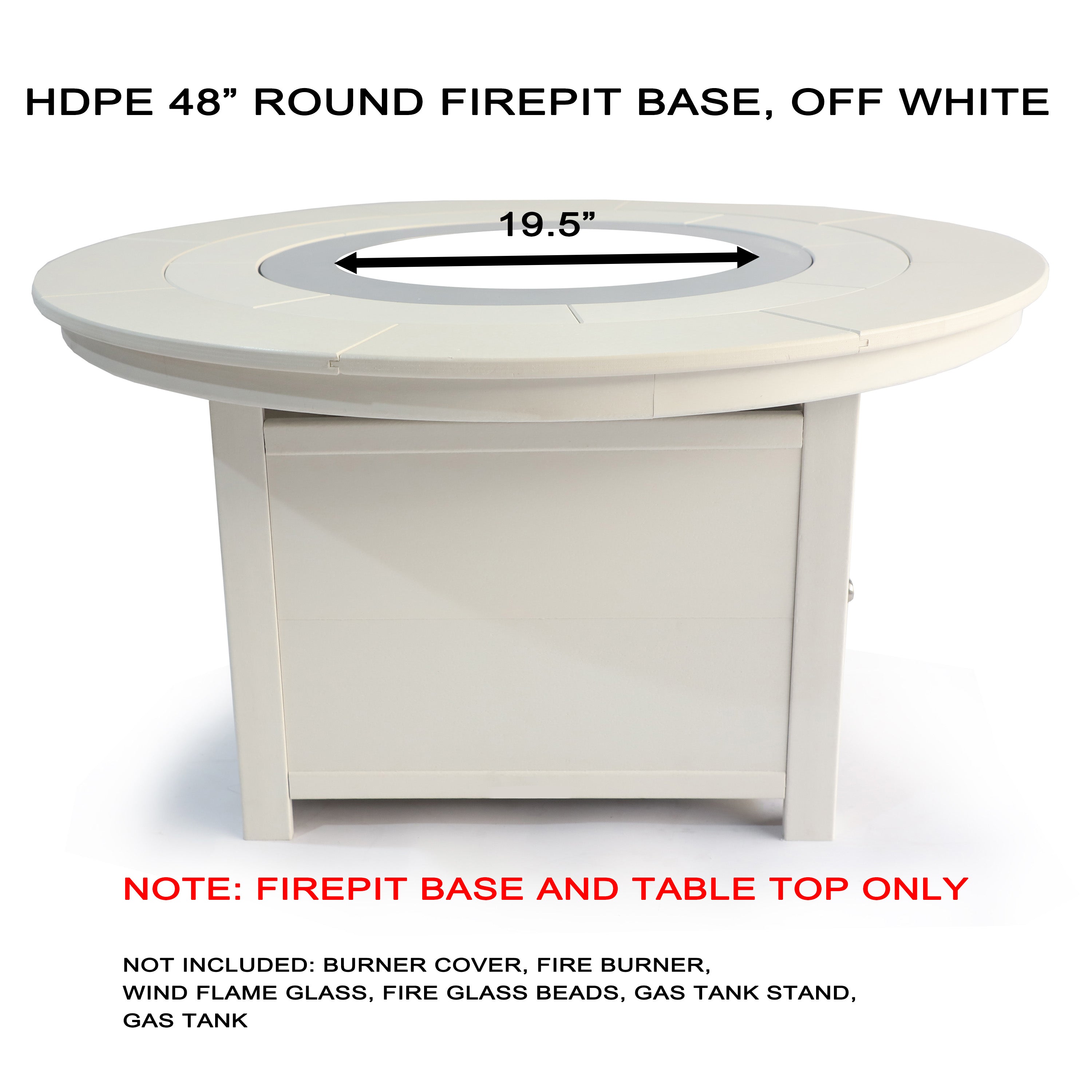 25"(H)x 48" (W) Round Poly Fire Pit- Top and Base Frame Only