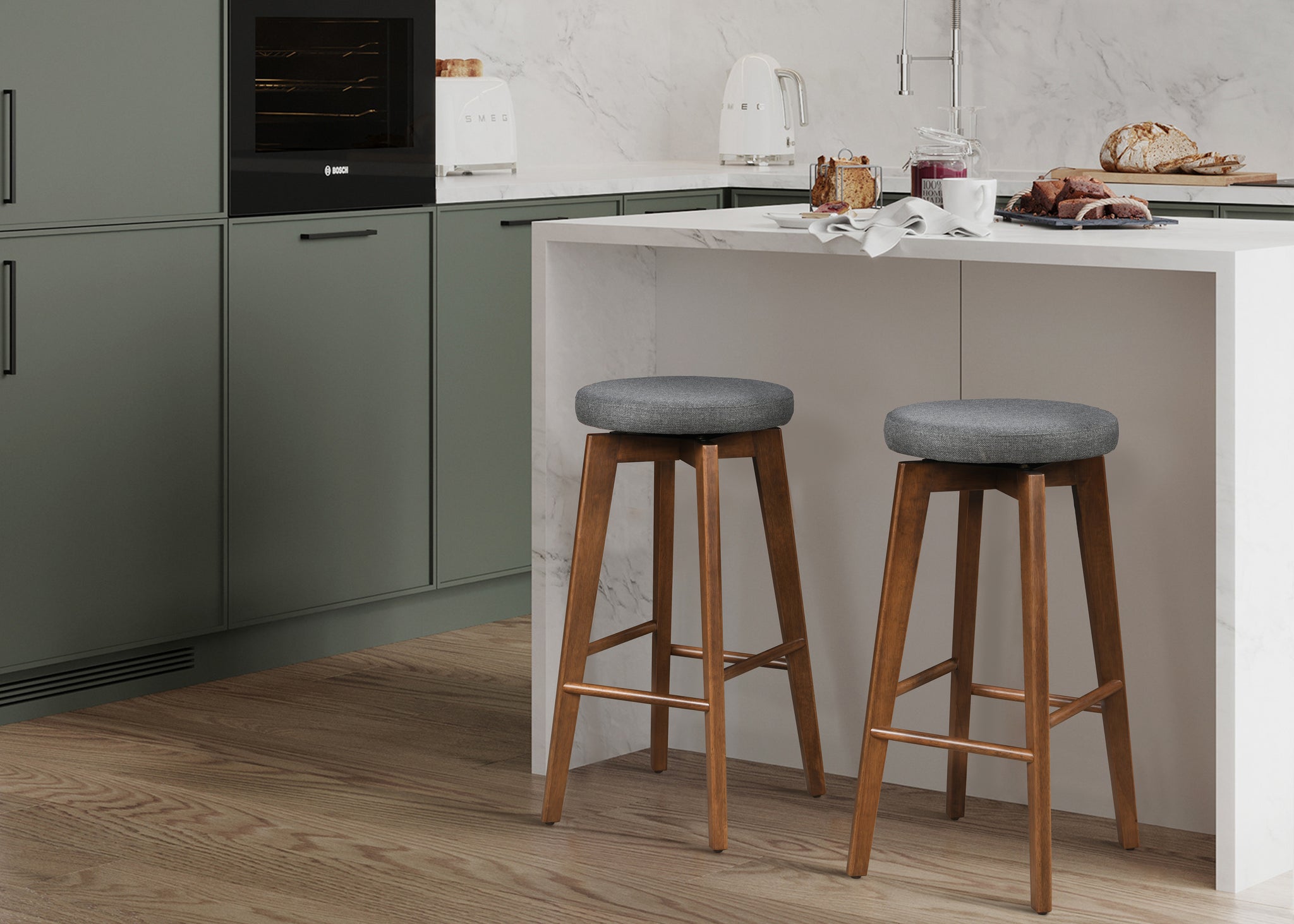 LuXeo Serena Swivel Bar Stools Set of 2)