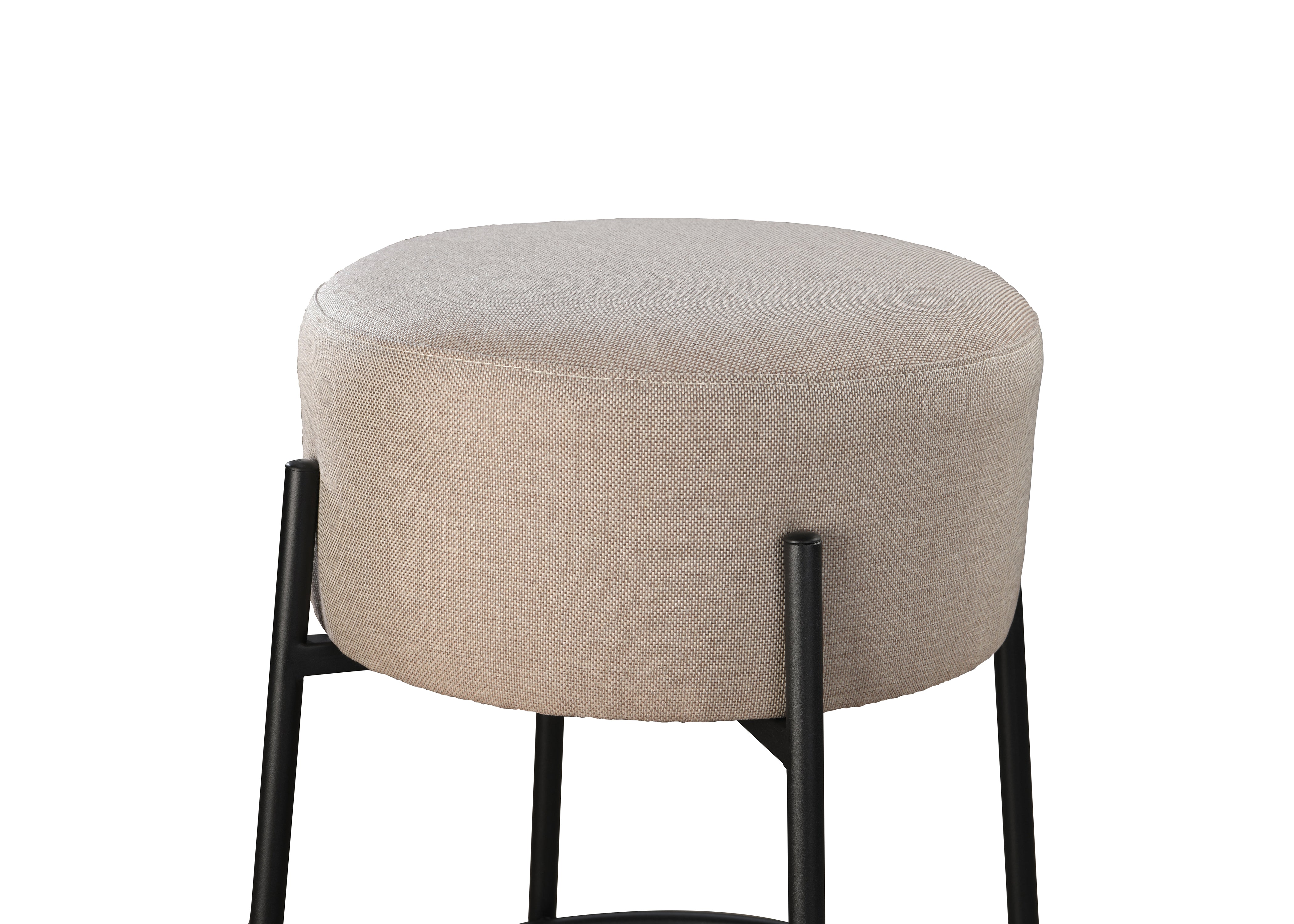 LuXeo Danica Barstool Black Steel Legs with Boucle or Polyster Fabric Upholstered Seat (Set of 2)