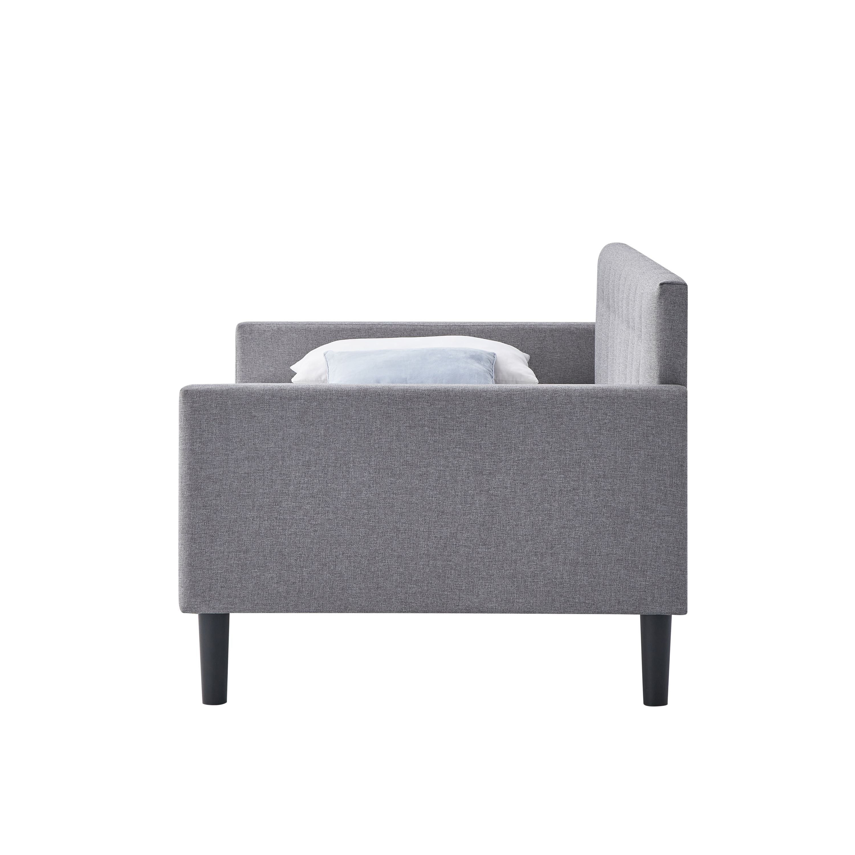 Dana Twin Size Upholstered Day Bed in Gray Fabric