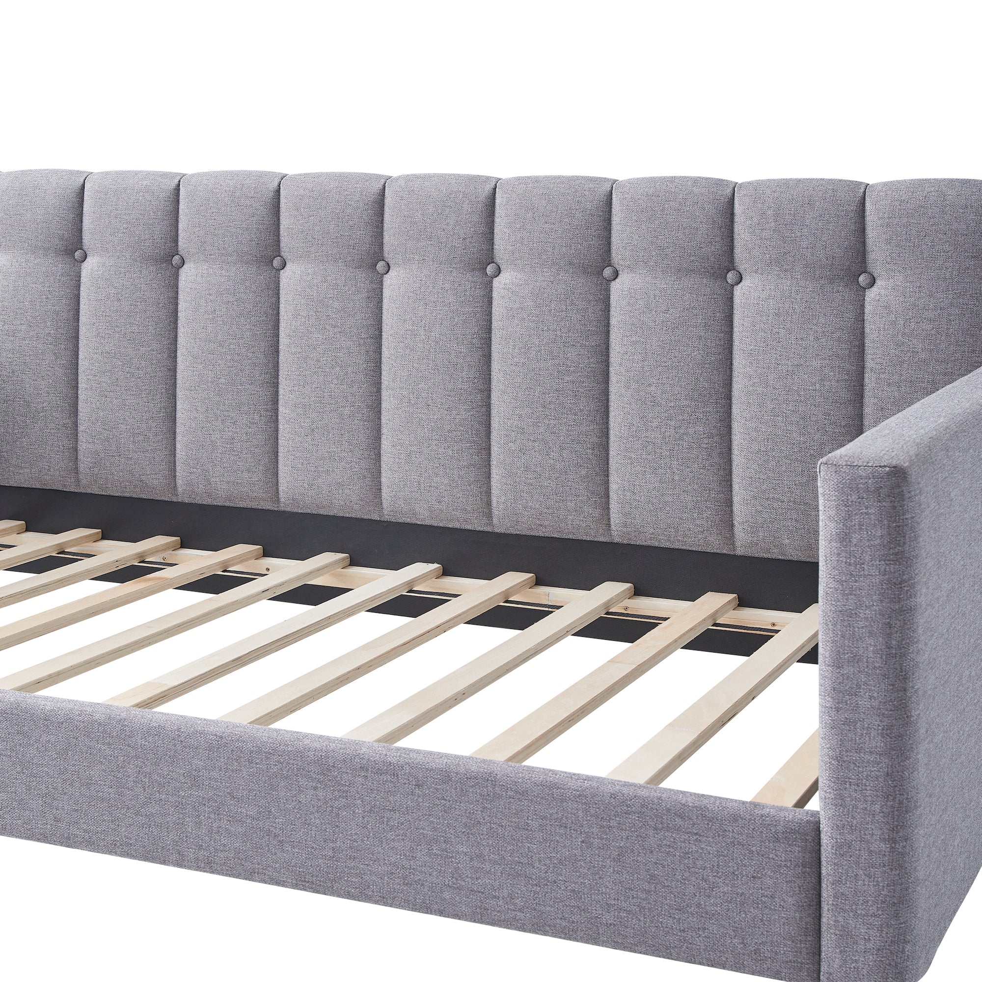 Dana Twin Size Upholstered Day Bed in Gray Fabric