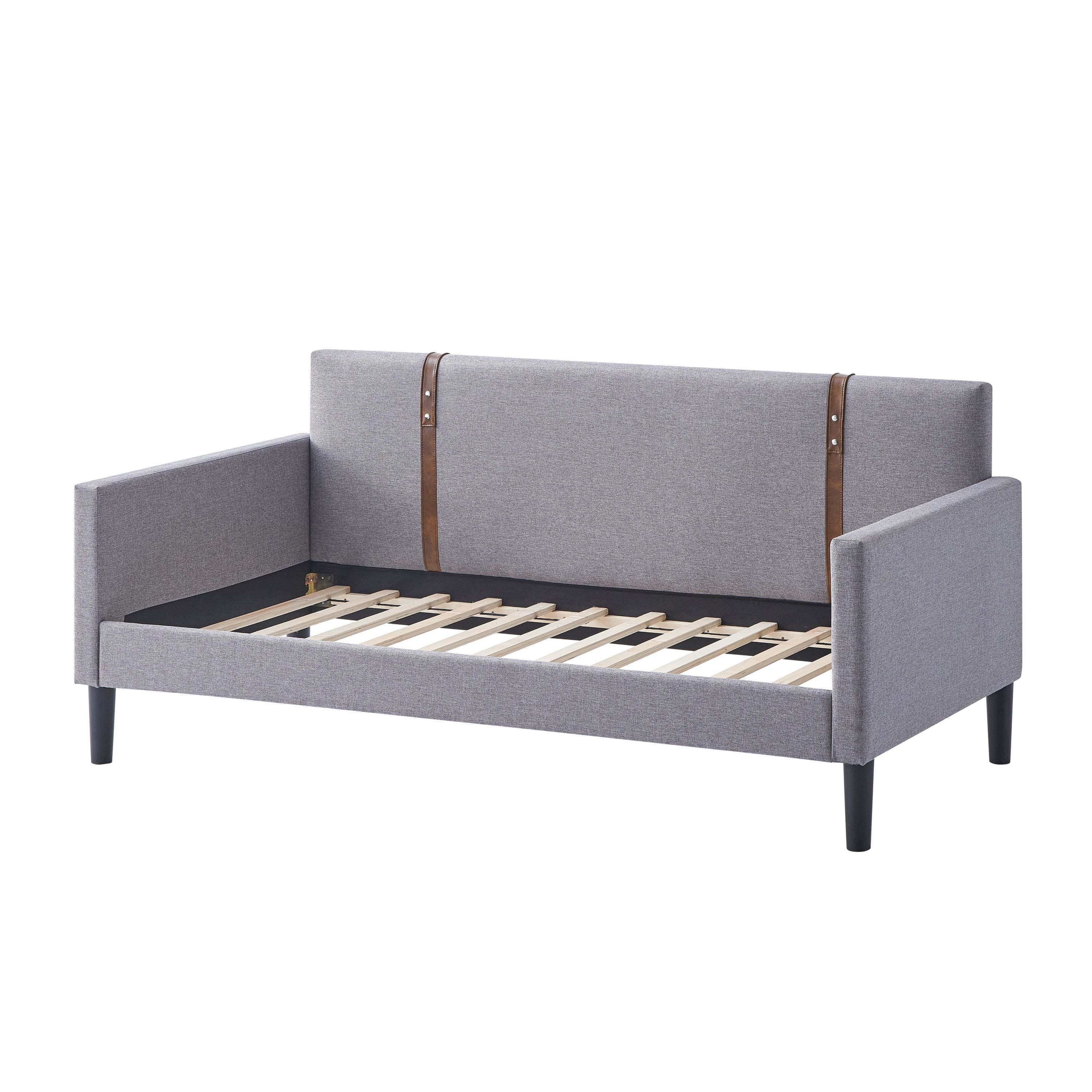 LuXeo Vista Twin Size Upholstered Day Bed in Gray Fabric