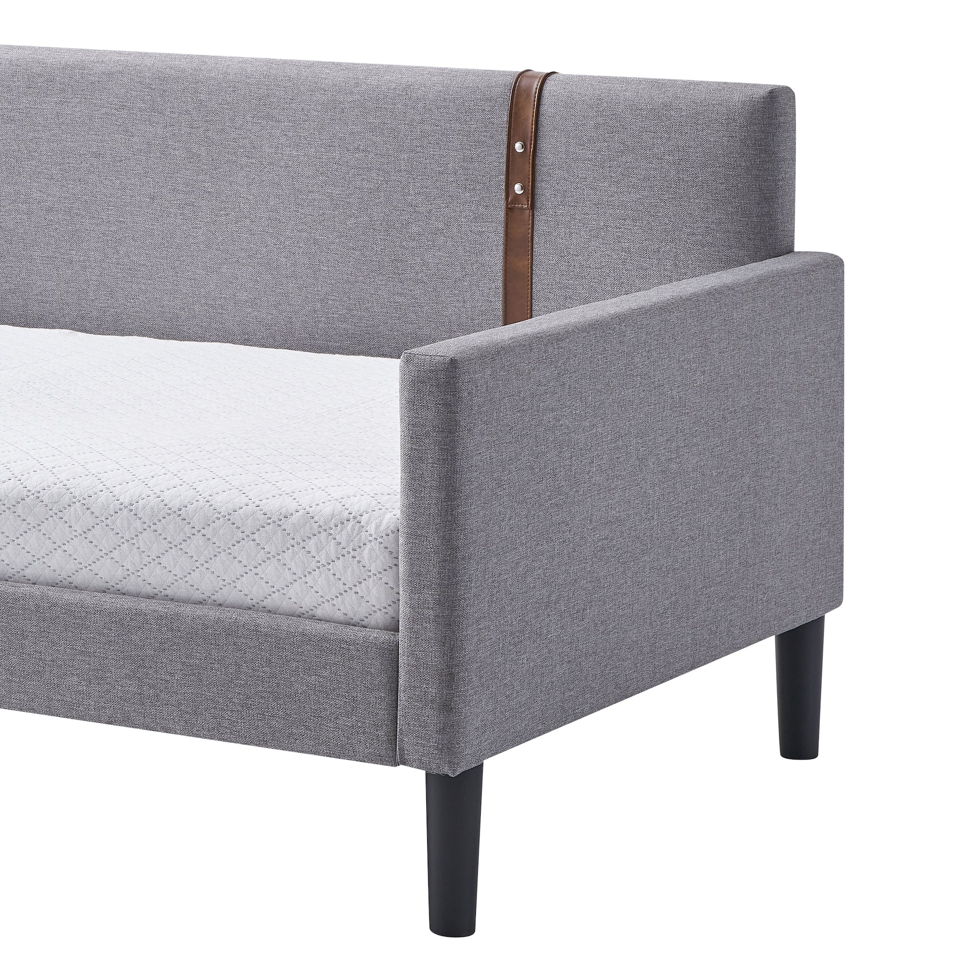 LuXeo Vista Twin Size Upholstered Day Bed in Gray Fabric