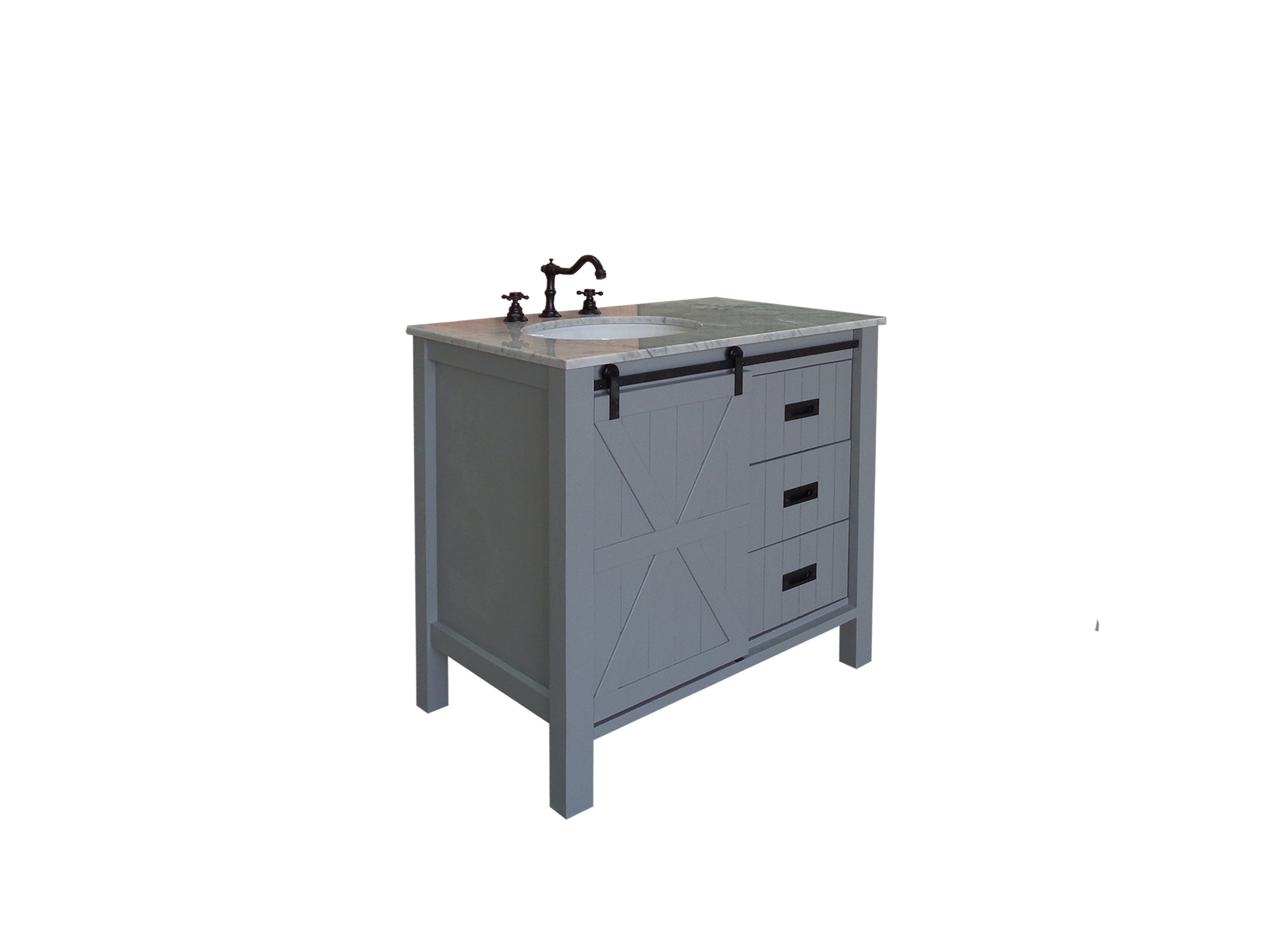 LuXeo Chester 36" Single Vanity in White Oak with Grade A Carrara White Marble Counter Top (OUTLET)
