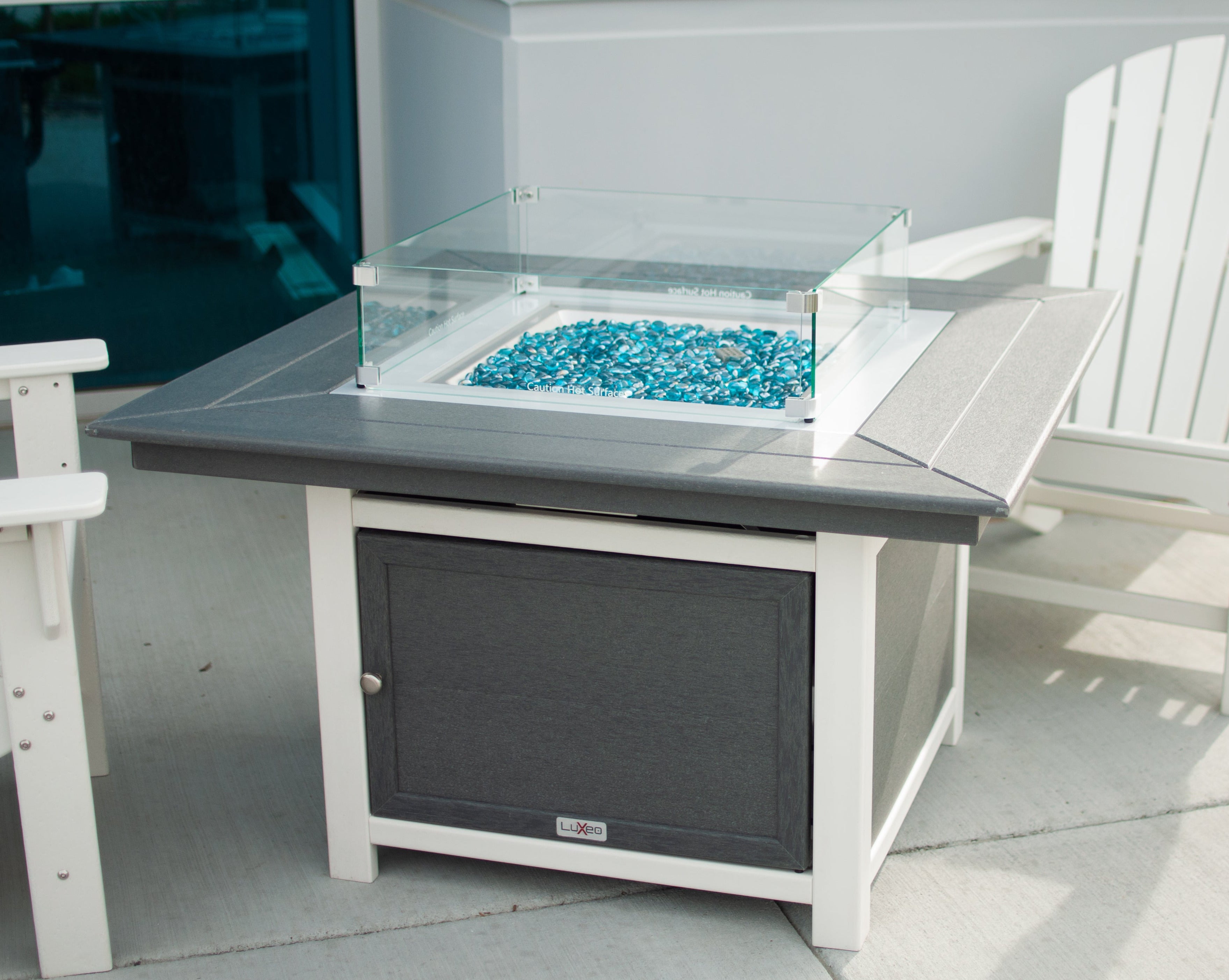 LuXeo Park City 25"(H) x 42"(W) Square Two-Tone Poly Fire Pit Table