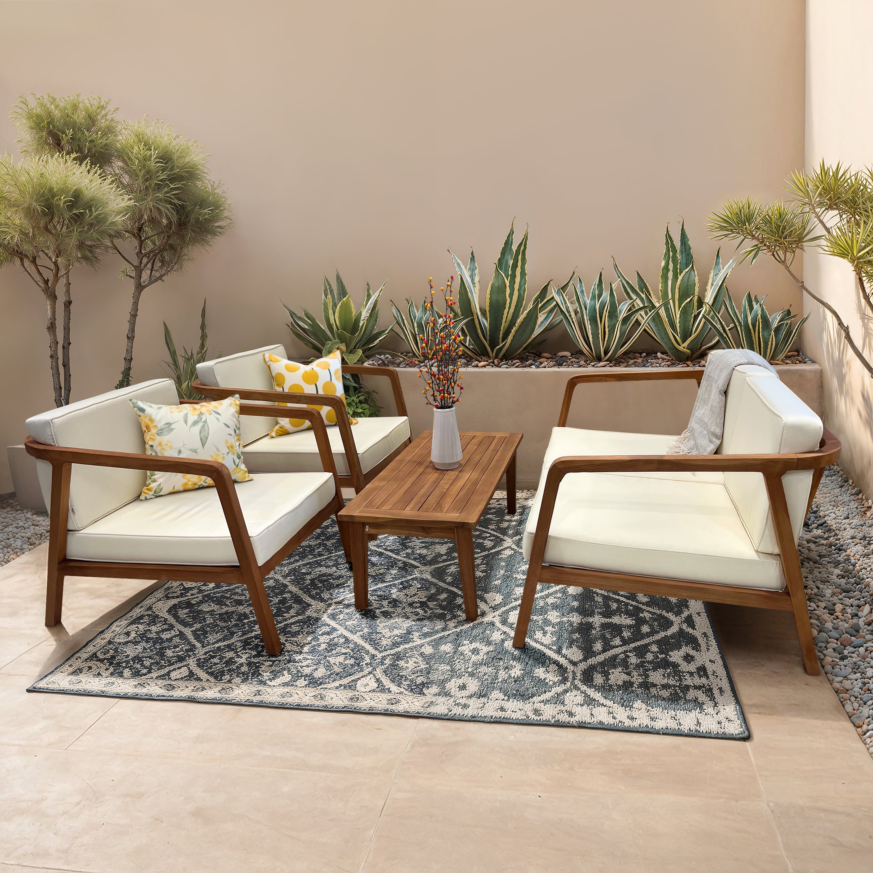 LuXeo Sumatra Teak Deep Seating Set, 4-Piece