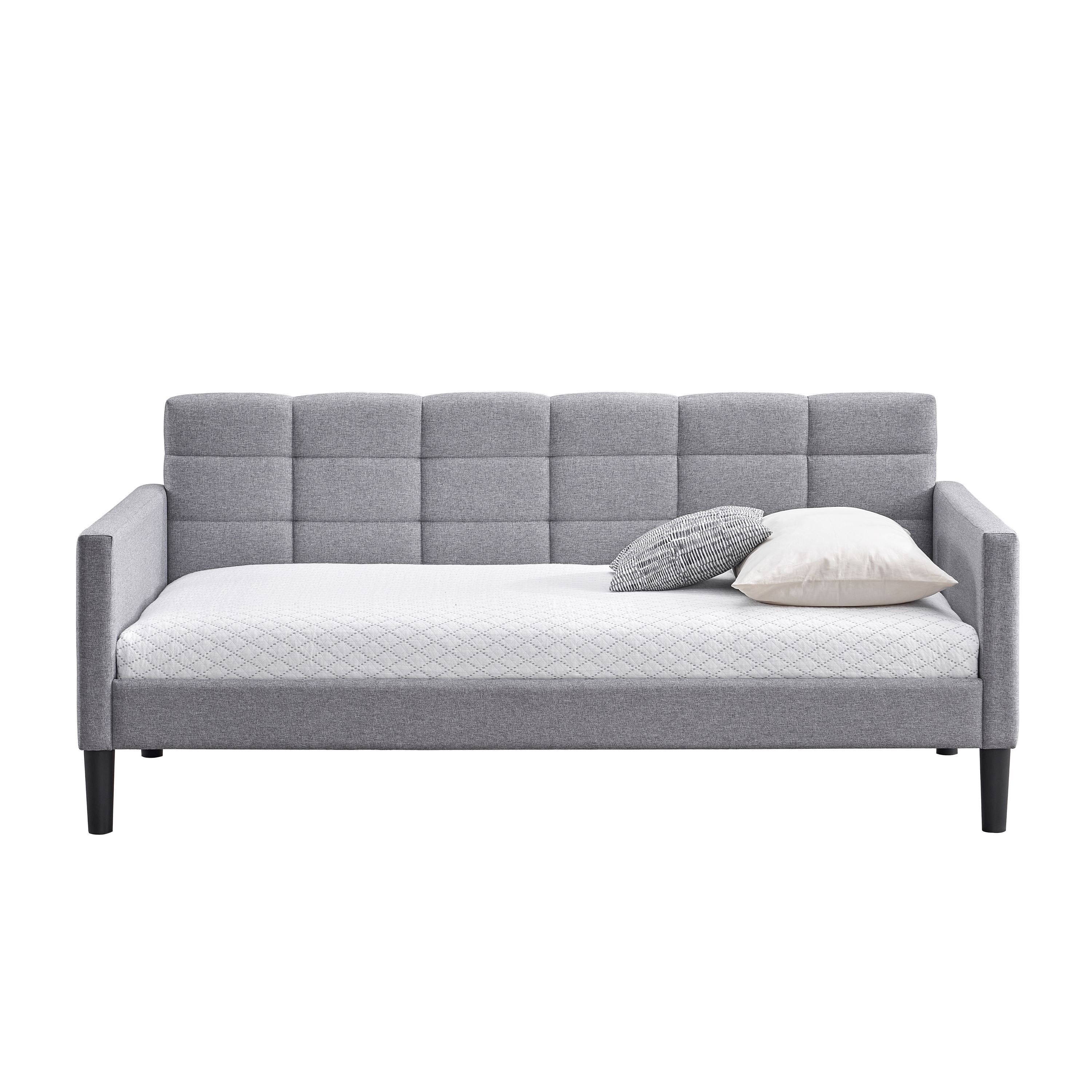 LuXeo Bella Twin Size Upholstered Gray Day Bed