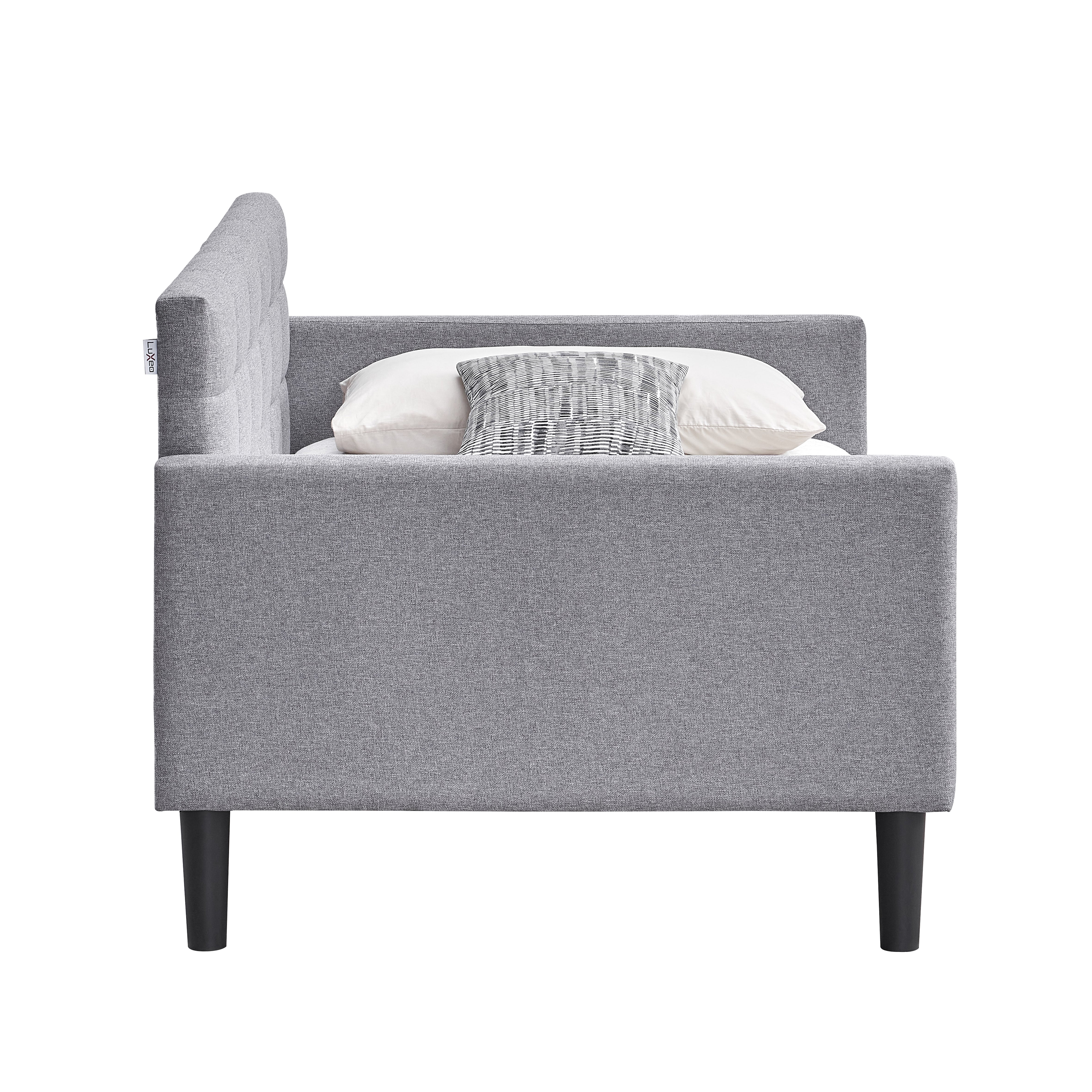 LuXeo Bella Twin Size Upholstered Gray Day Bed