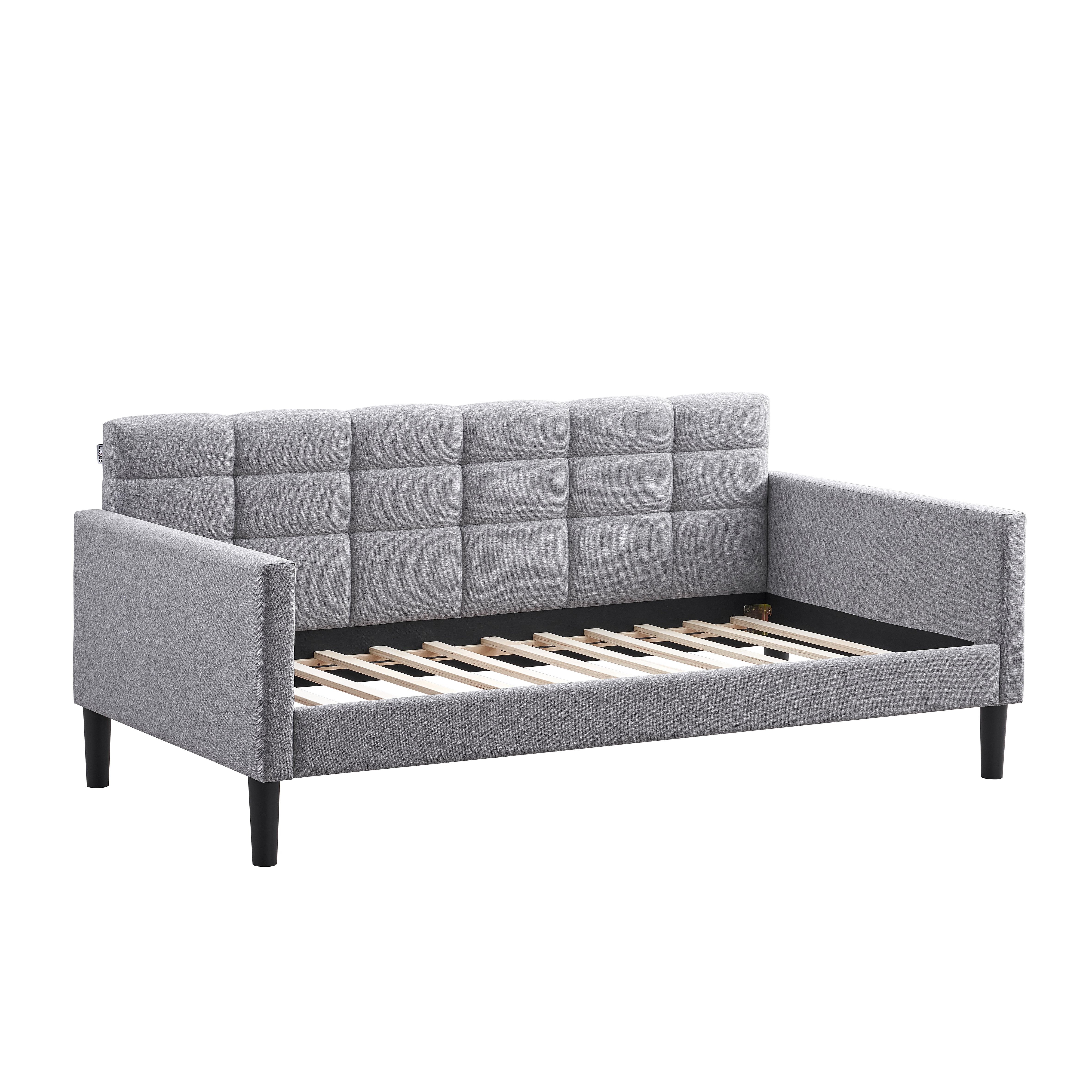 LuXeo Bella Twin Size Upholstered Gray Day Bed