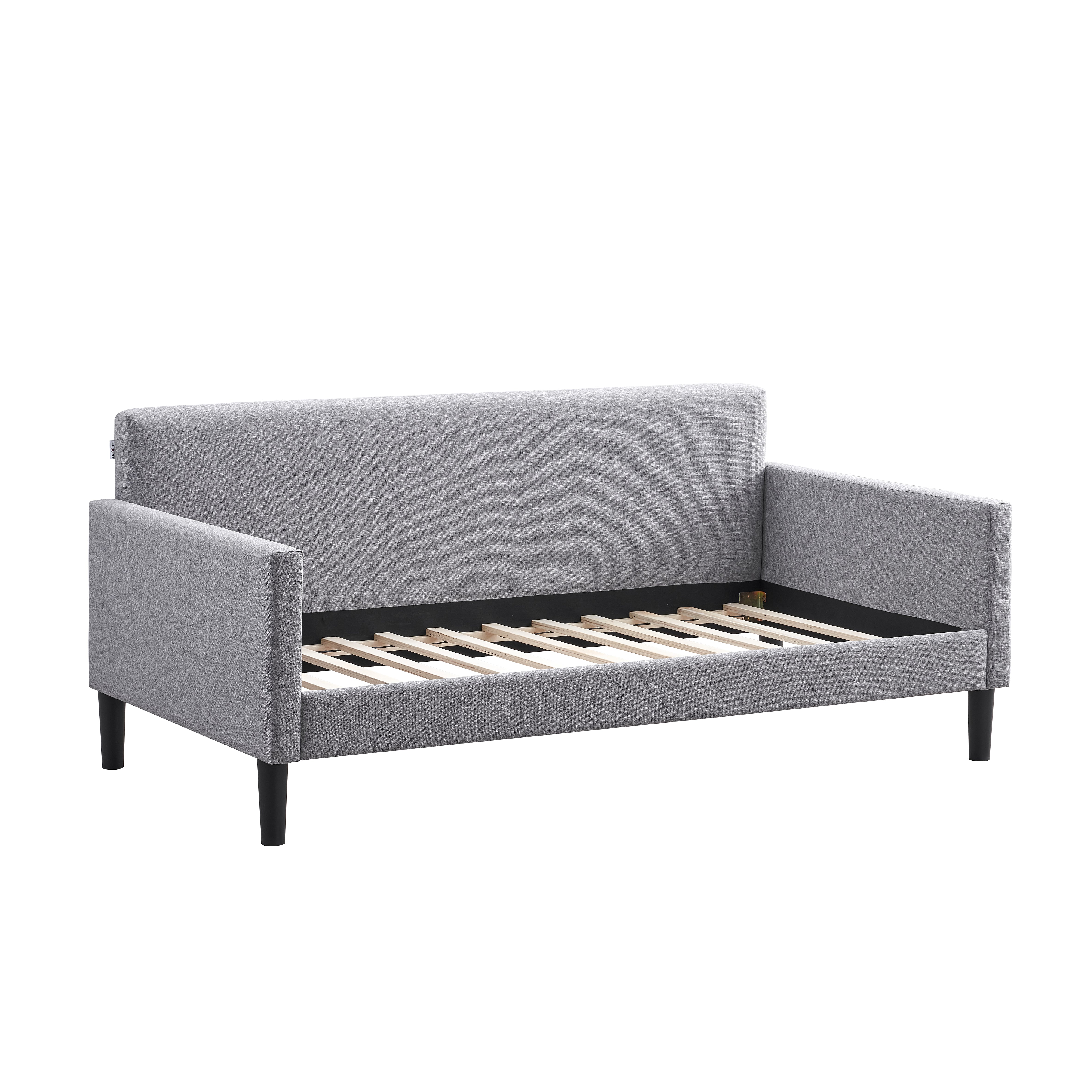 LuXeo Brooklyn Twin Size Upholstered Gray Day Bed