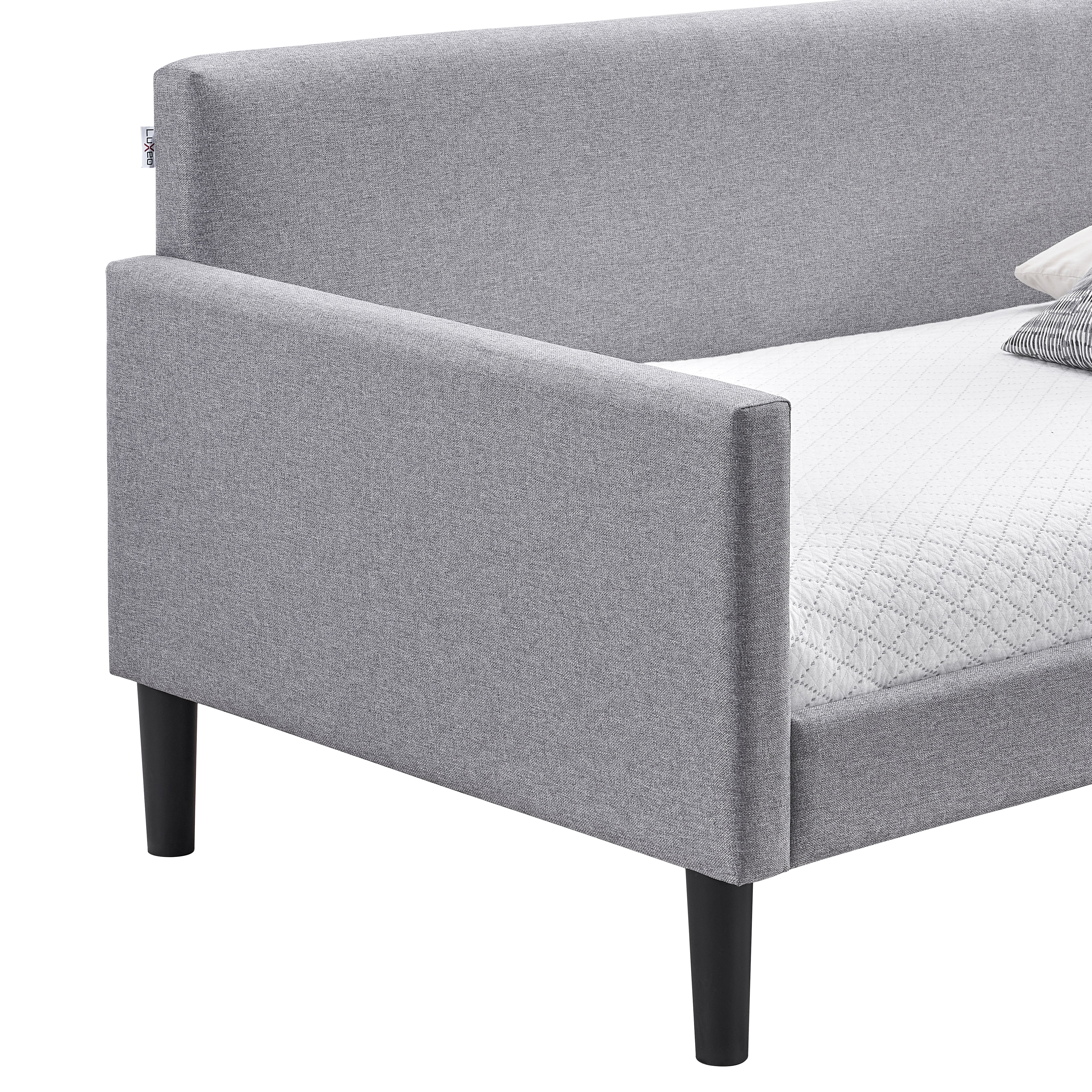 LuXeo Brooklyn Twin Size Upholstered Gray Day Bed