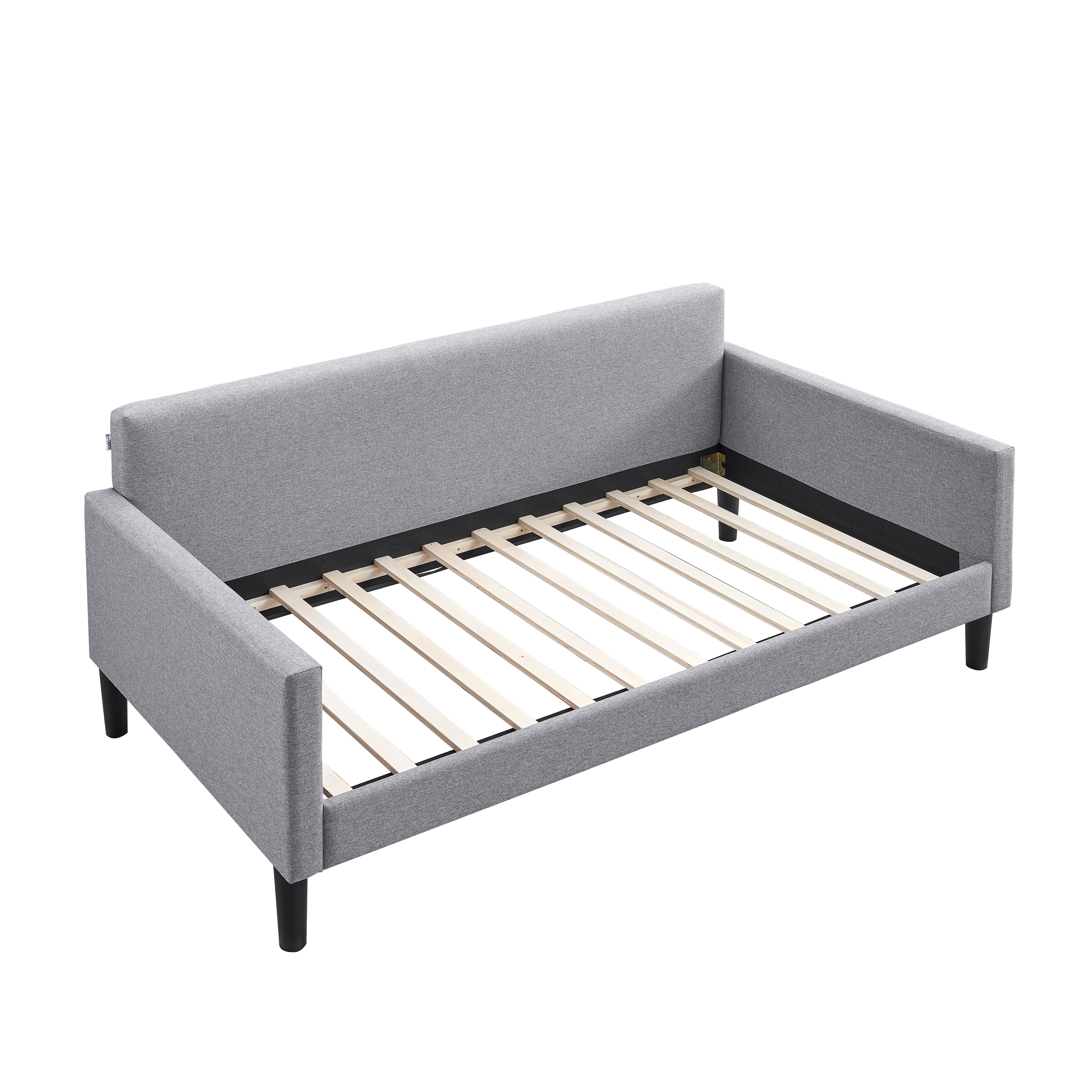 LuXeo Brooklyn Twin Size Upholstered Gray Day Bed