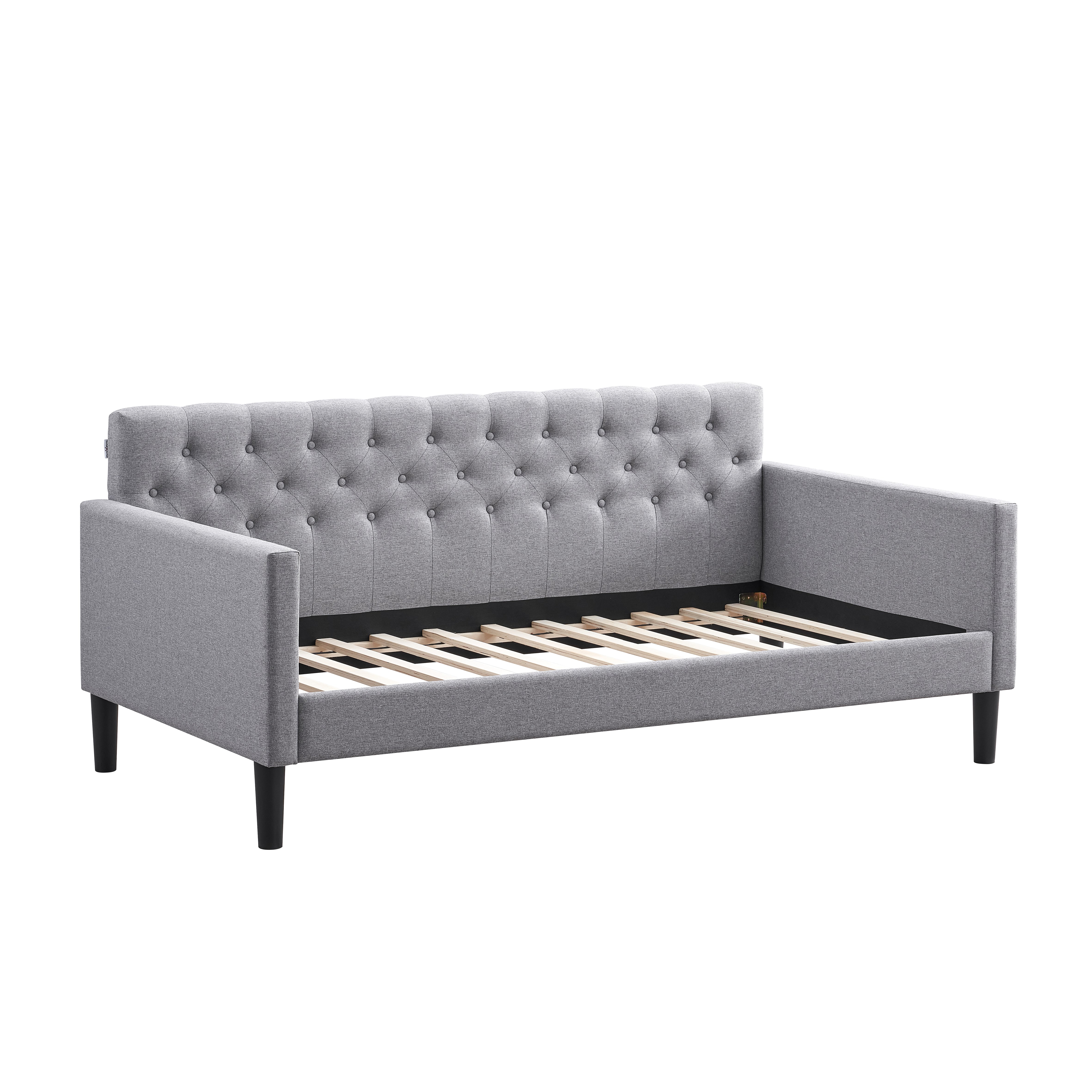 LuXeo Taylor Twin Size Upholstered Gray Day Bed