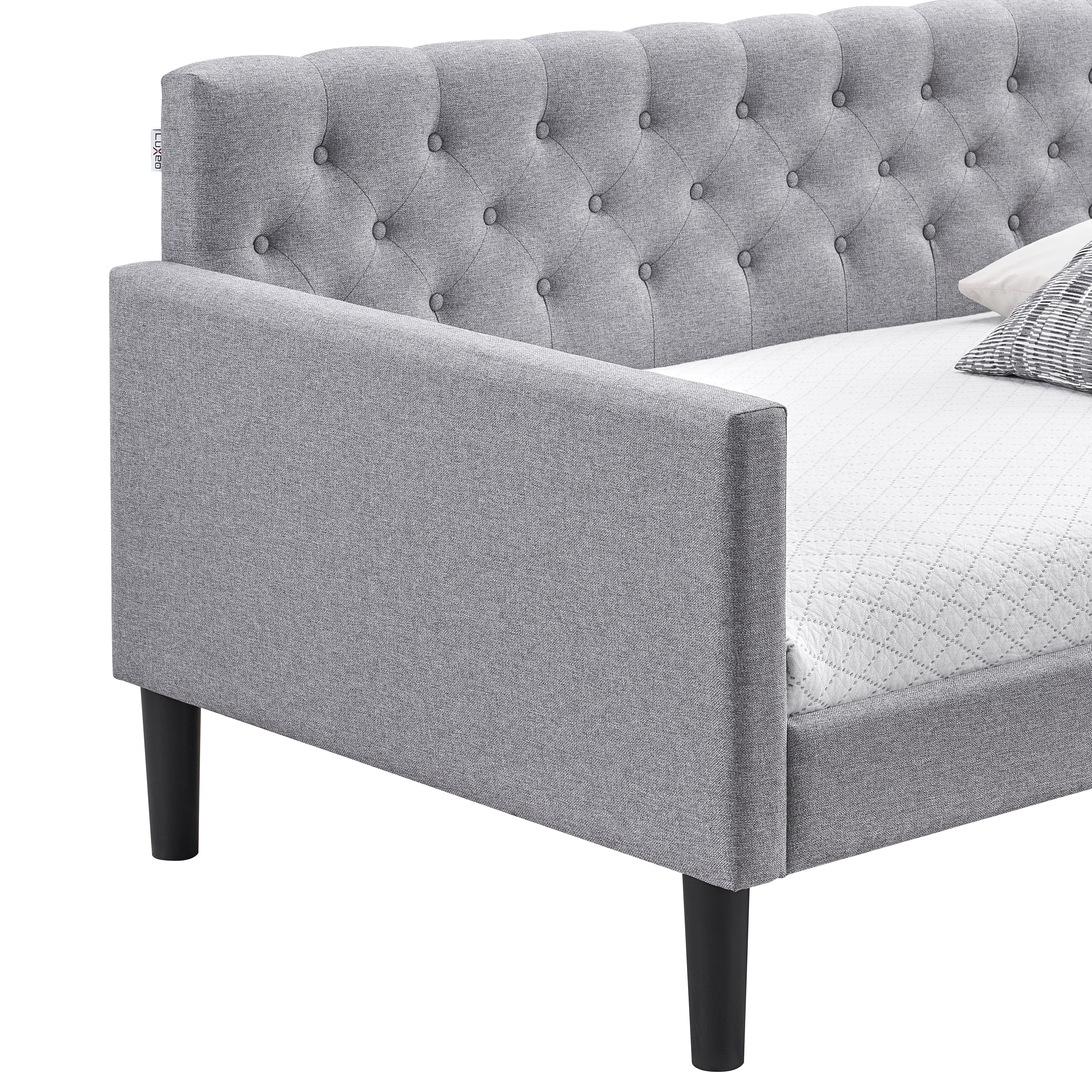 LuXeo Taylor Twin Size Upholstered Gray Day Bed