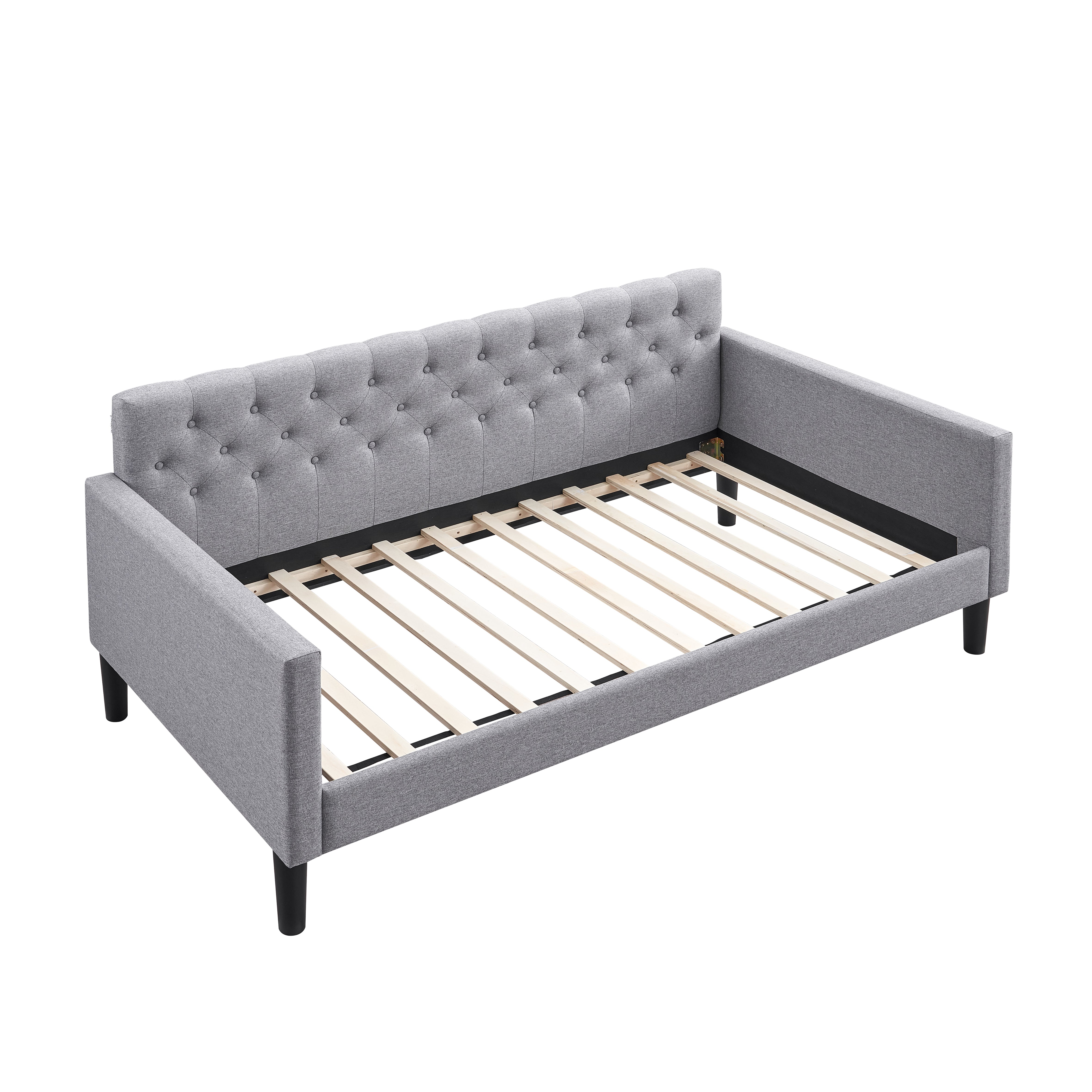 LuXeo Taylor Twin Size Upholstered Gray Day Bed