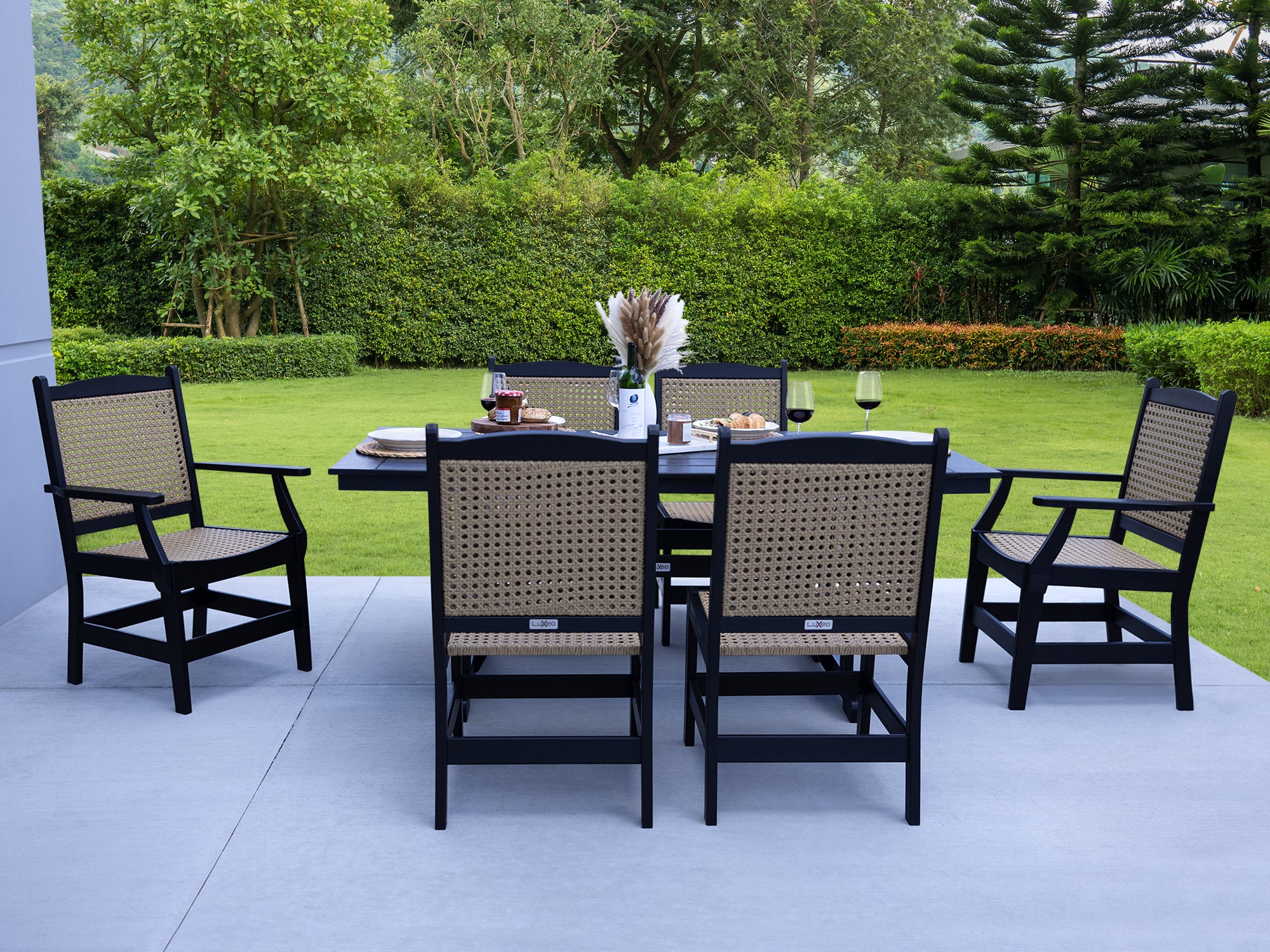 LuXeo Tuscany Woven Rattan Dining Set, 7-Piece