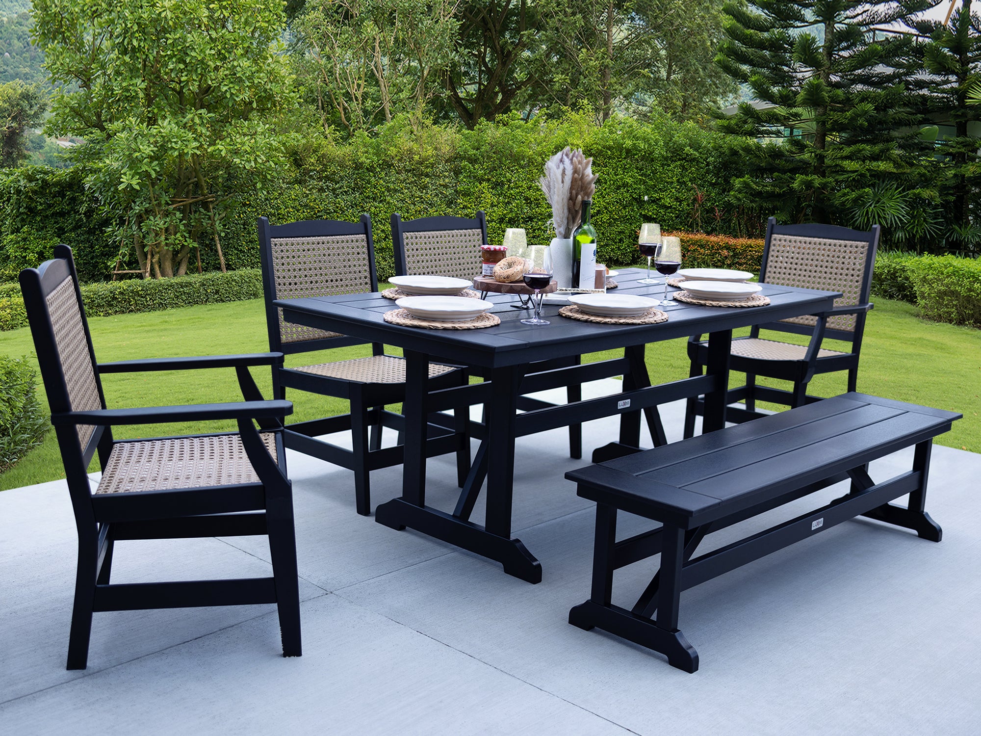 LuXeo Tuscany Woven Rattan Dining Set, 6-Piece