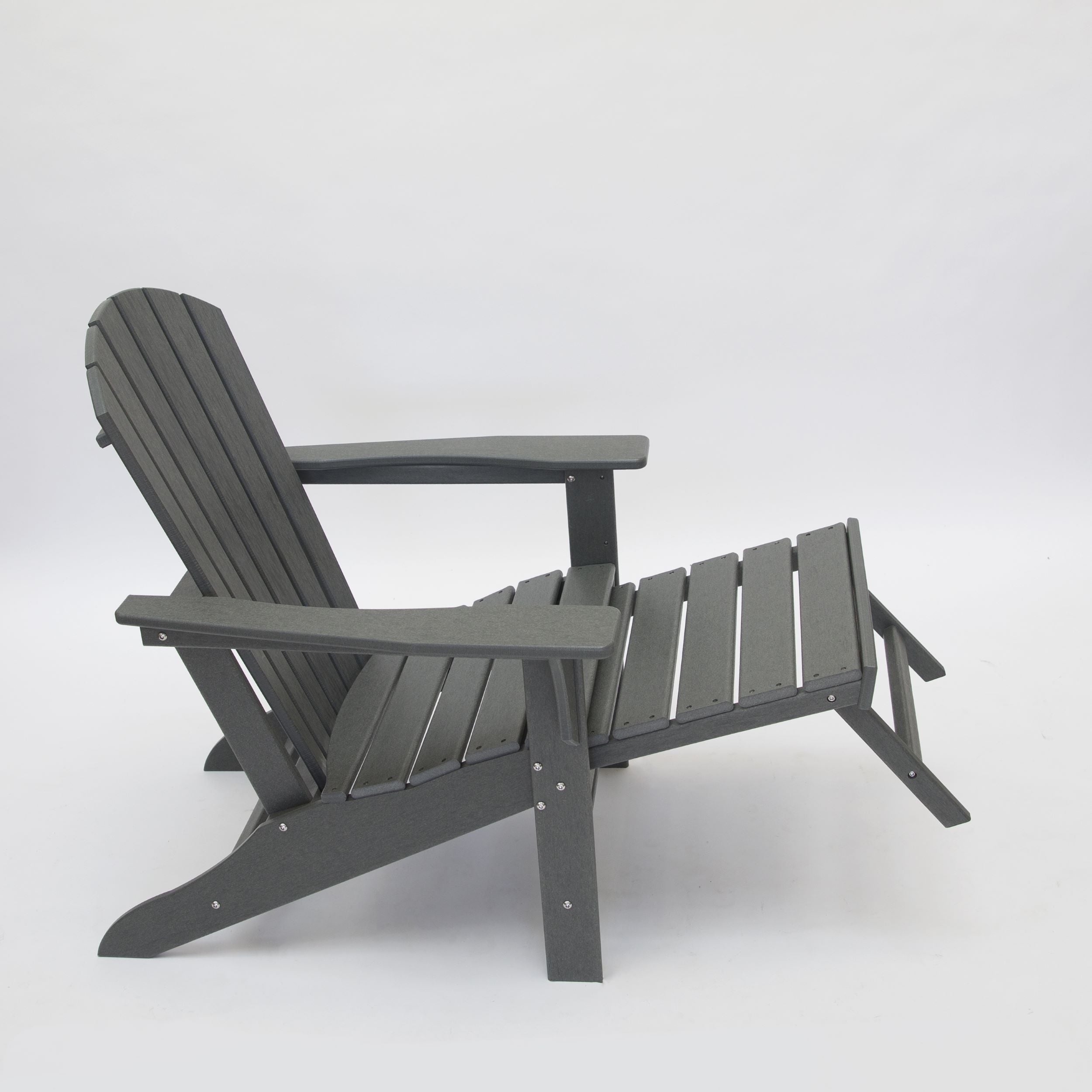 Hampton HDPE Adirondack Chair with Hideaway Ottoman and Table Set (3-PIece)