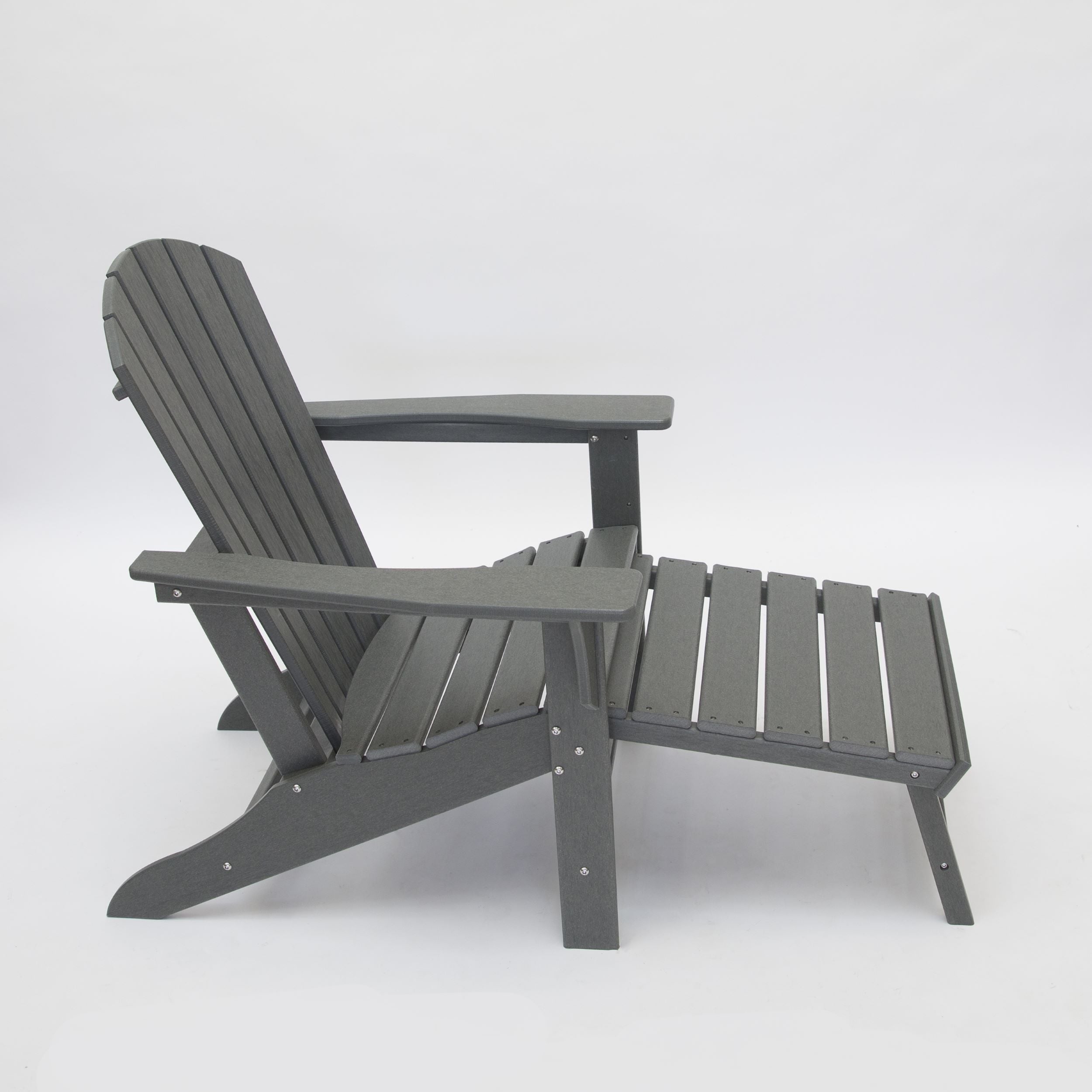 LuXeo - Hampton HDPE Recycled Plastic Outdoor Patio Adirondack Chair with Hideaway Ottoman