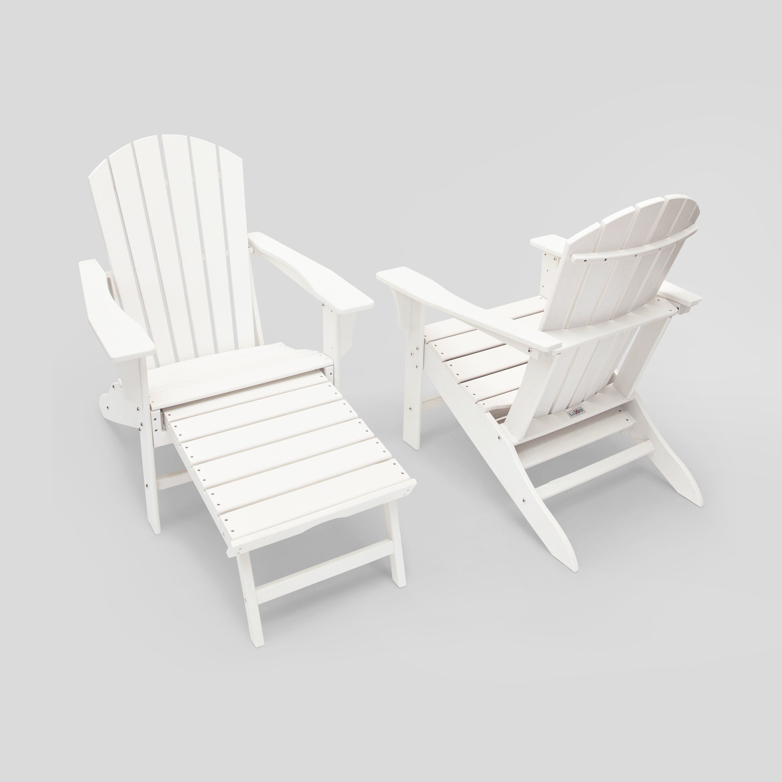 LuXeo - Hampton HDPE Recycled Plastic Outdoor Patio Adirondack Chair with Hideaway Ottoman