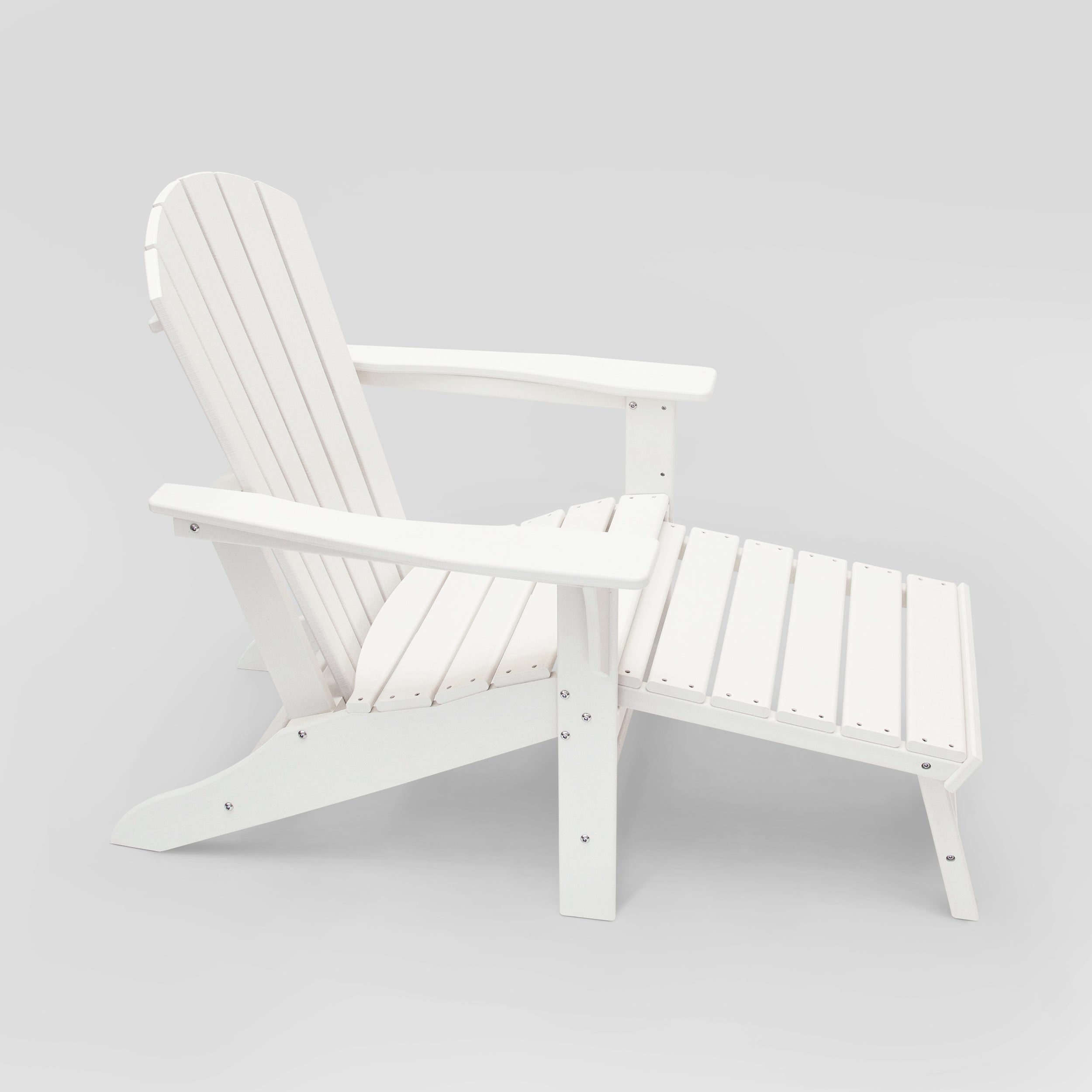 LuXeo Hampton HDPE Adirondack Chair with Hideaway Ottoman and Table Set (3-PIece)