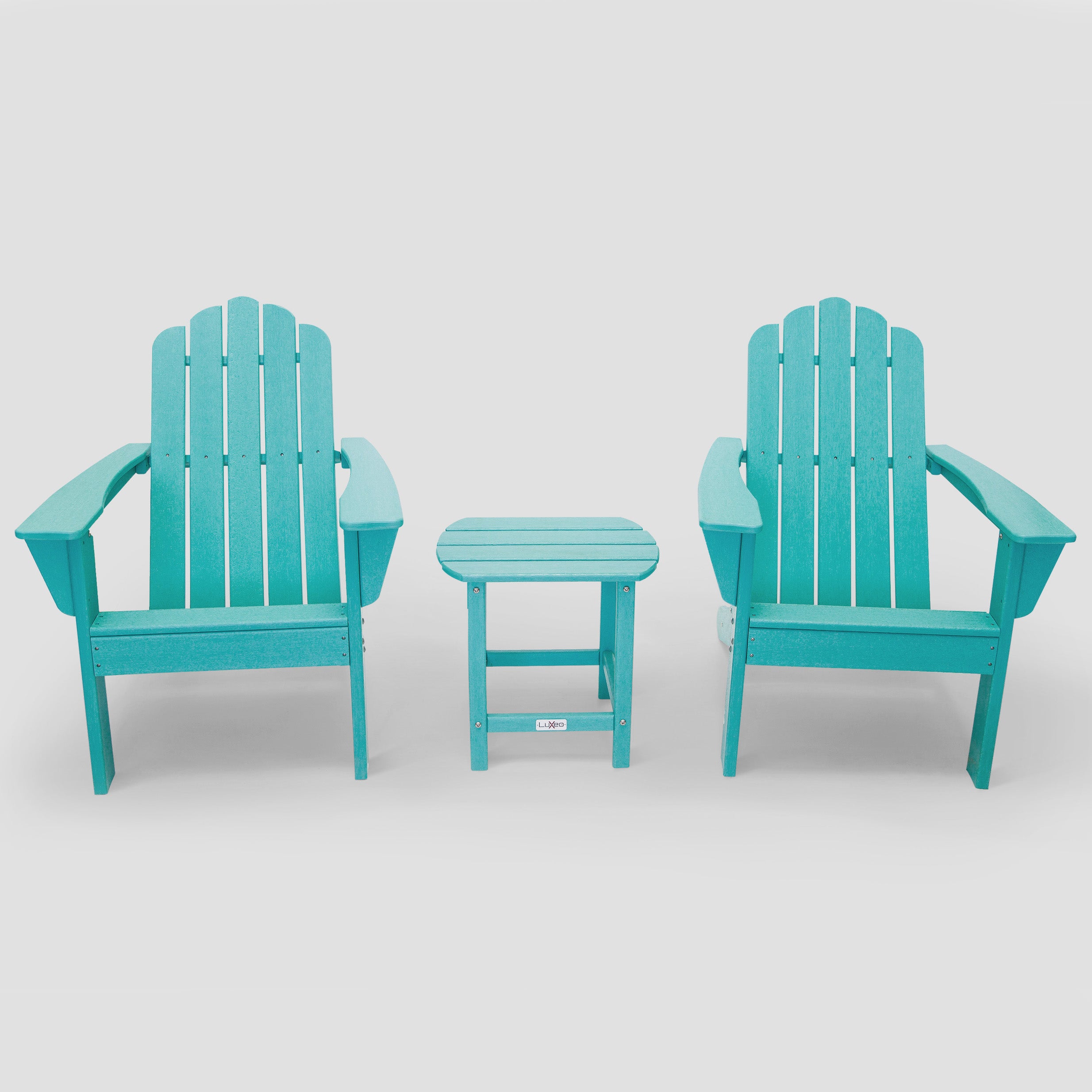 LuXeo Marina HDPE Recycled Plastic Outdoor Patio Adirondack Chair and Table Set (3-Piece)