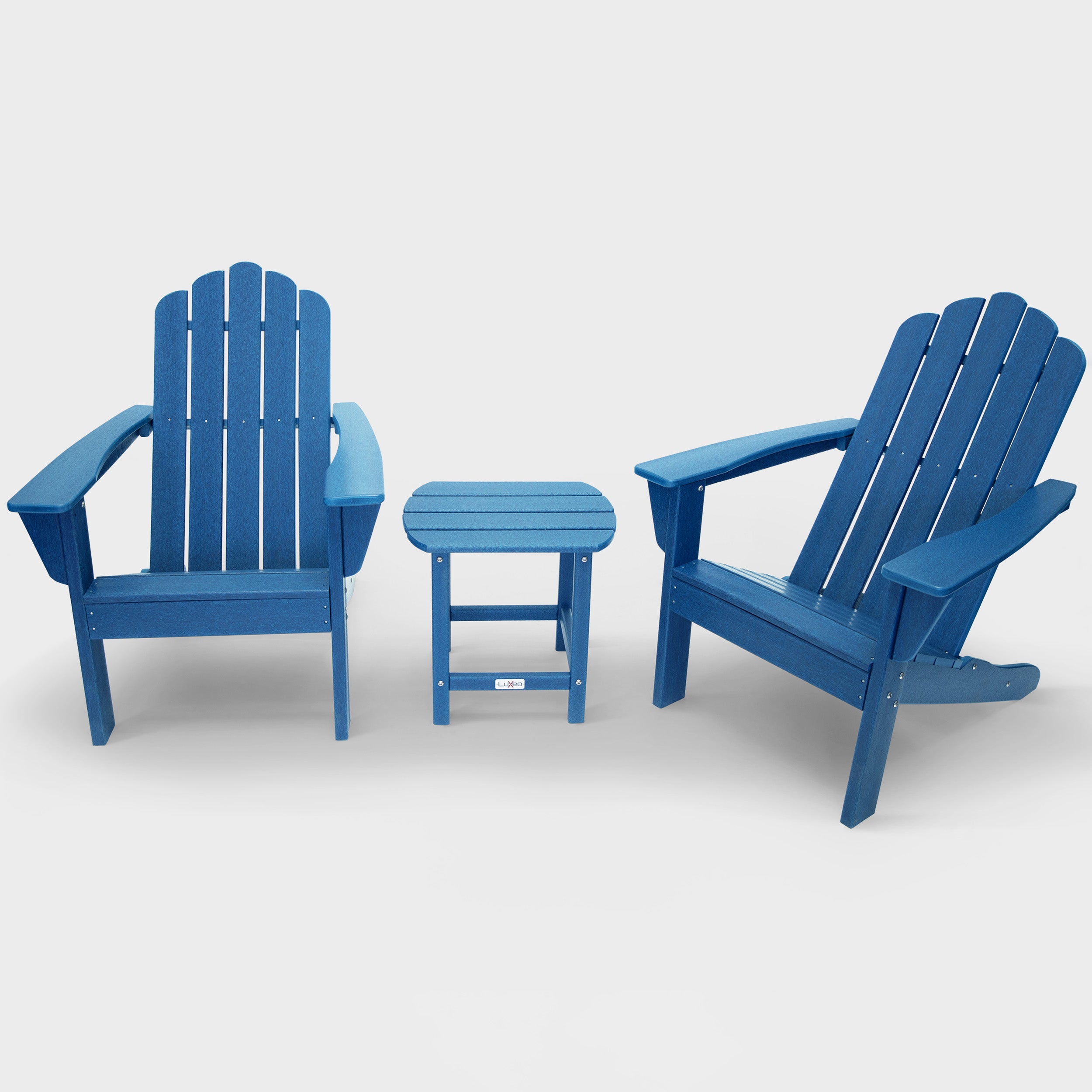 LuXeo Marina HDPE Recycled Plastic Outdoor Patio Adirondack Chair and Table Set (3-Piece)