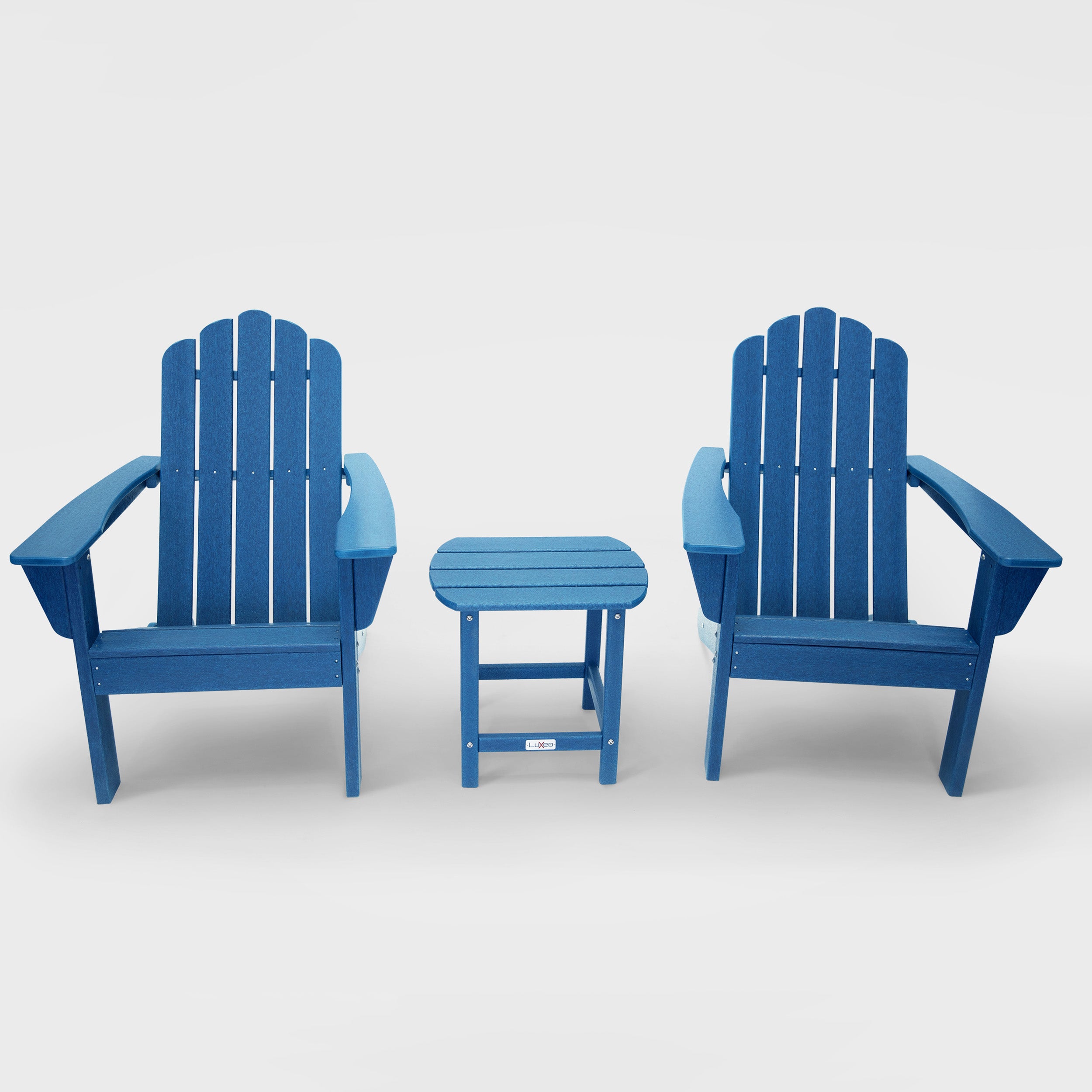 LuXeo Marina HDPE Recycled Plastic Outdoor Patio Adirondack Chair and Table Set (3-Piece)