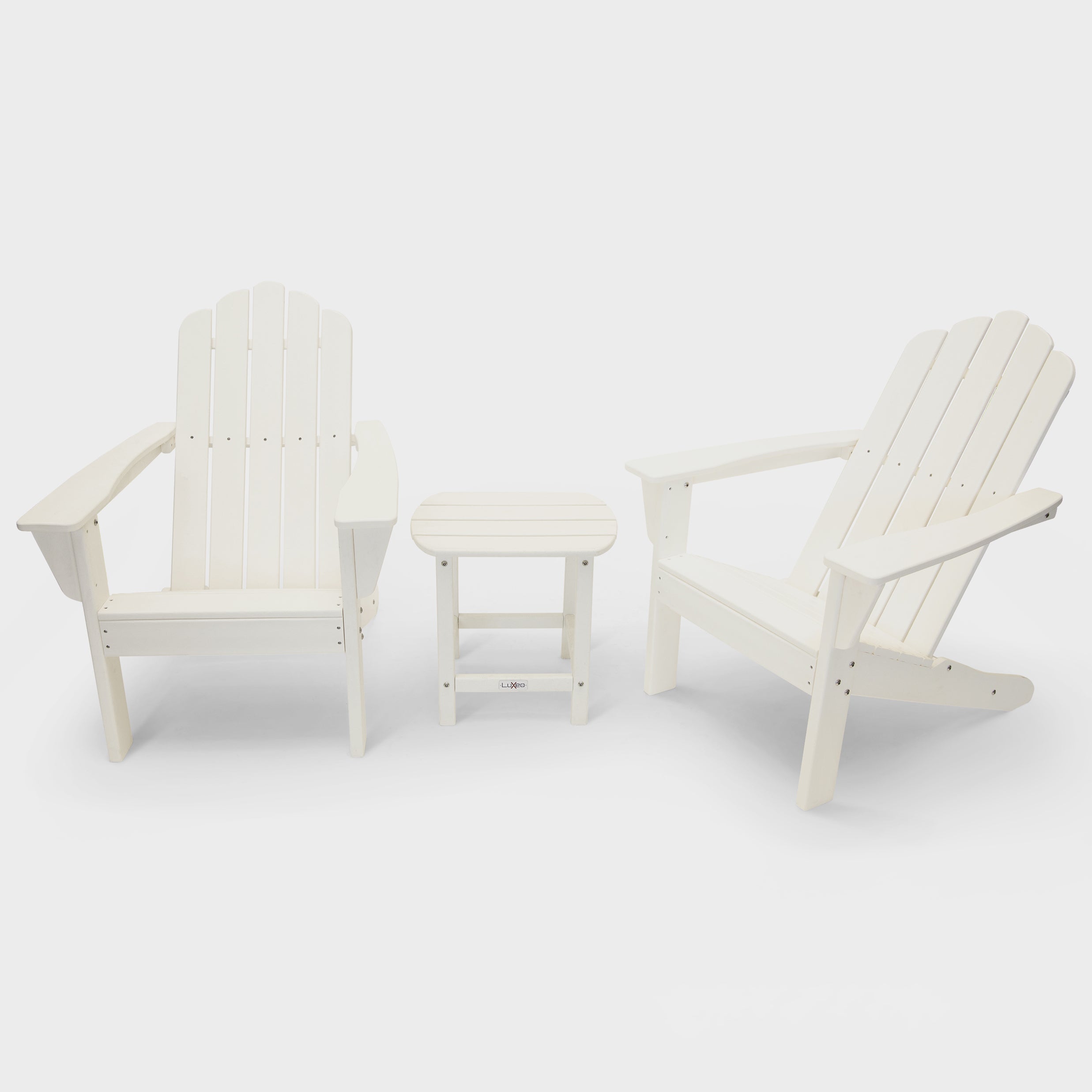 LuXeo Marina HDPE Recycled Plastic Outdoor Patio Adirondack Chair and Table Set (3-Piece)