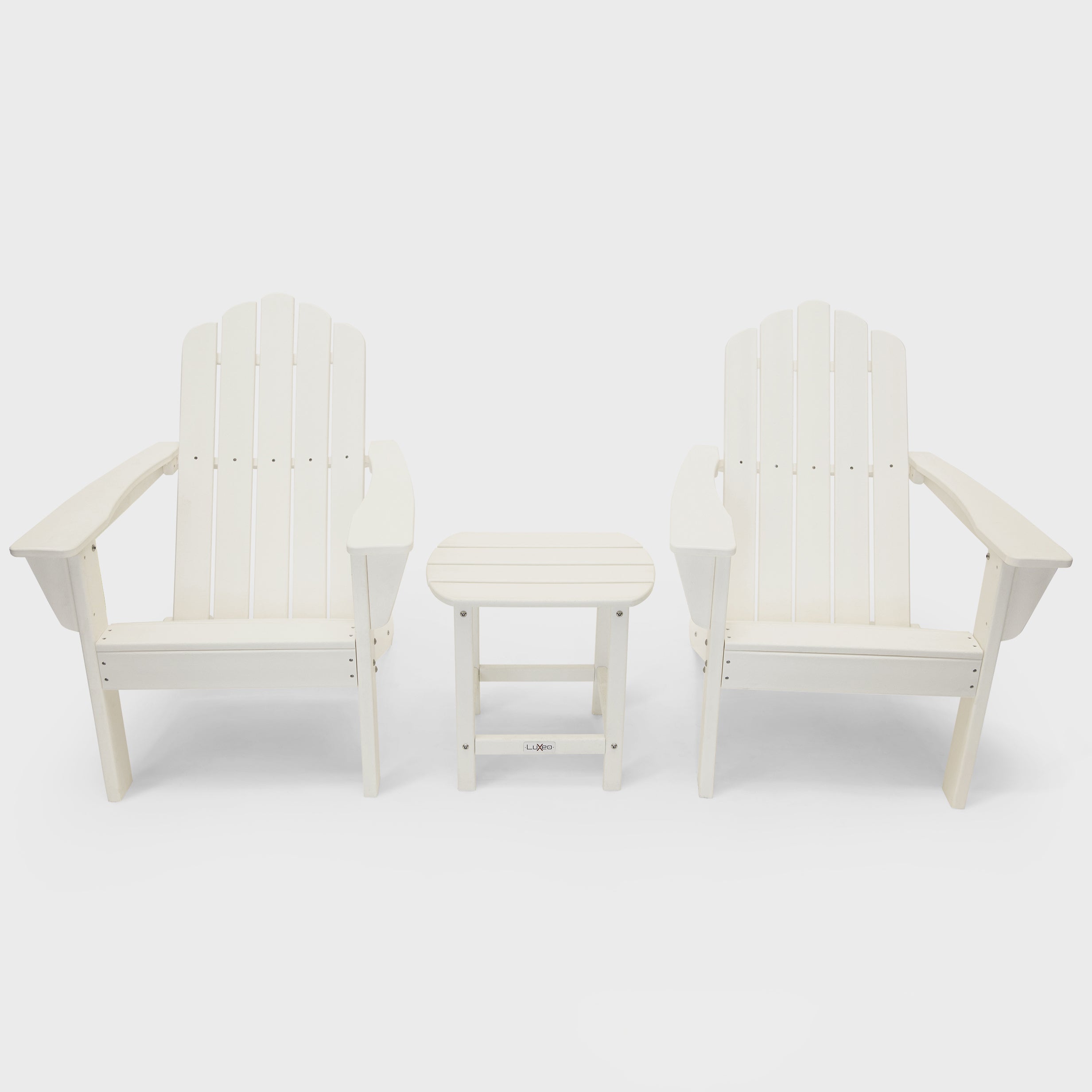 LuXeo Marina HDPE Recycled Plastic Outdoor Patio Adirondack Chair and Table Set (3-Piece)