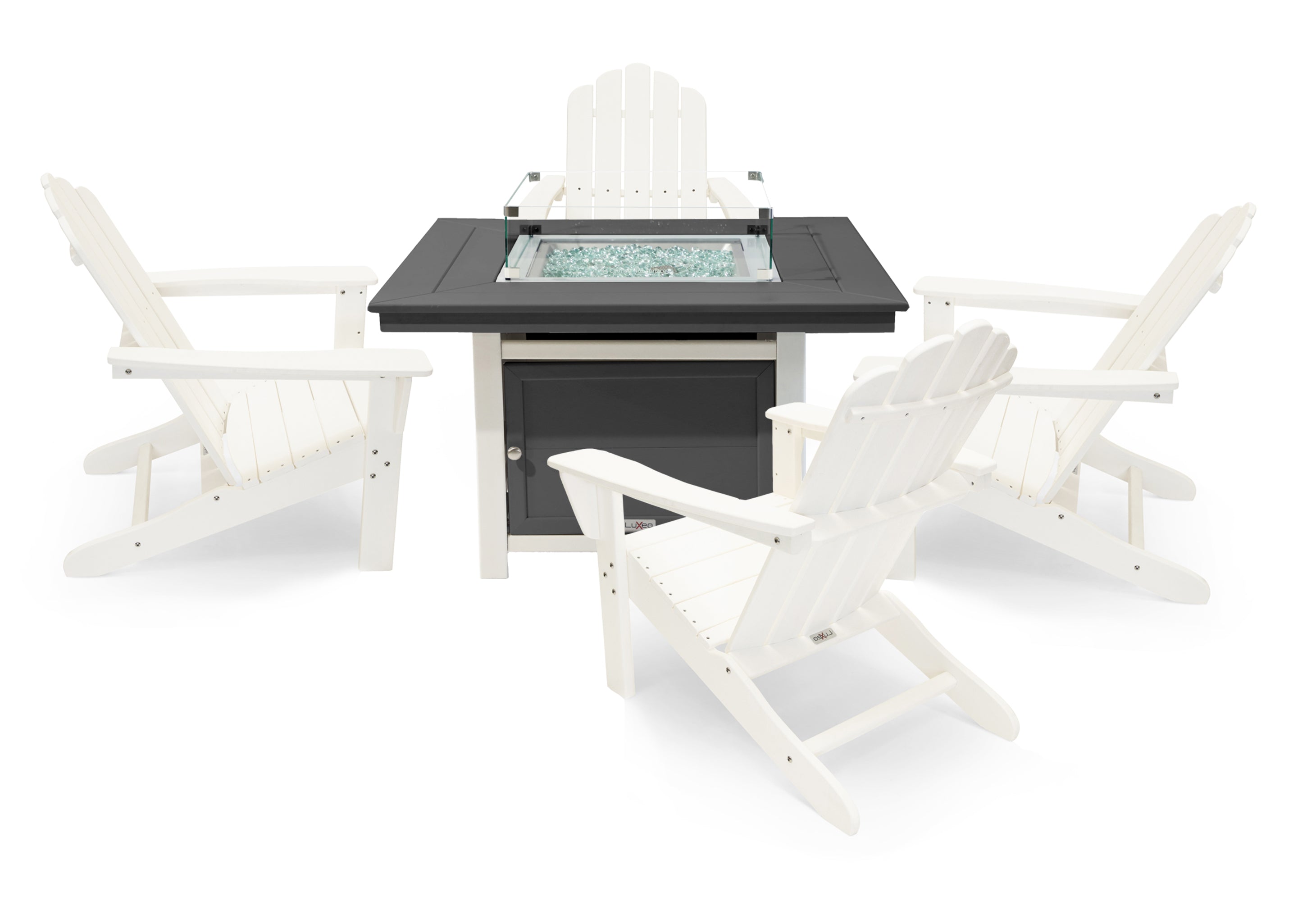 Park City 42" Two-Tone Fire Pit Table, Square Top with Four Marina Chairs