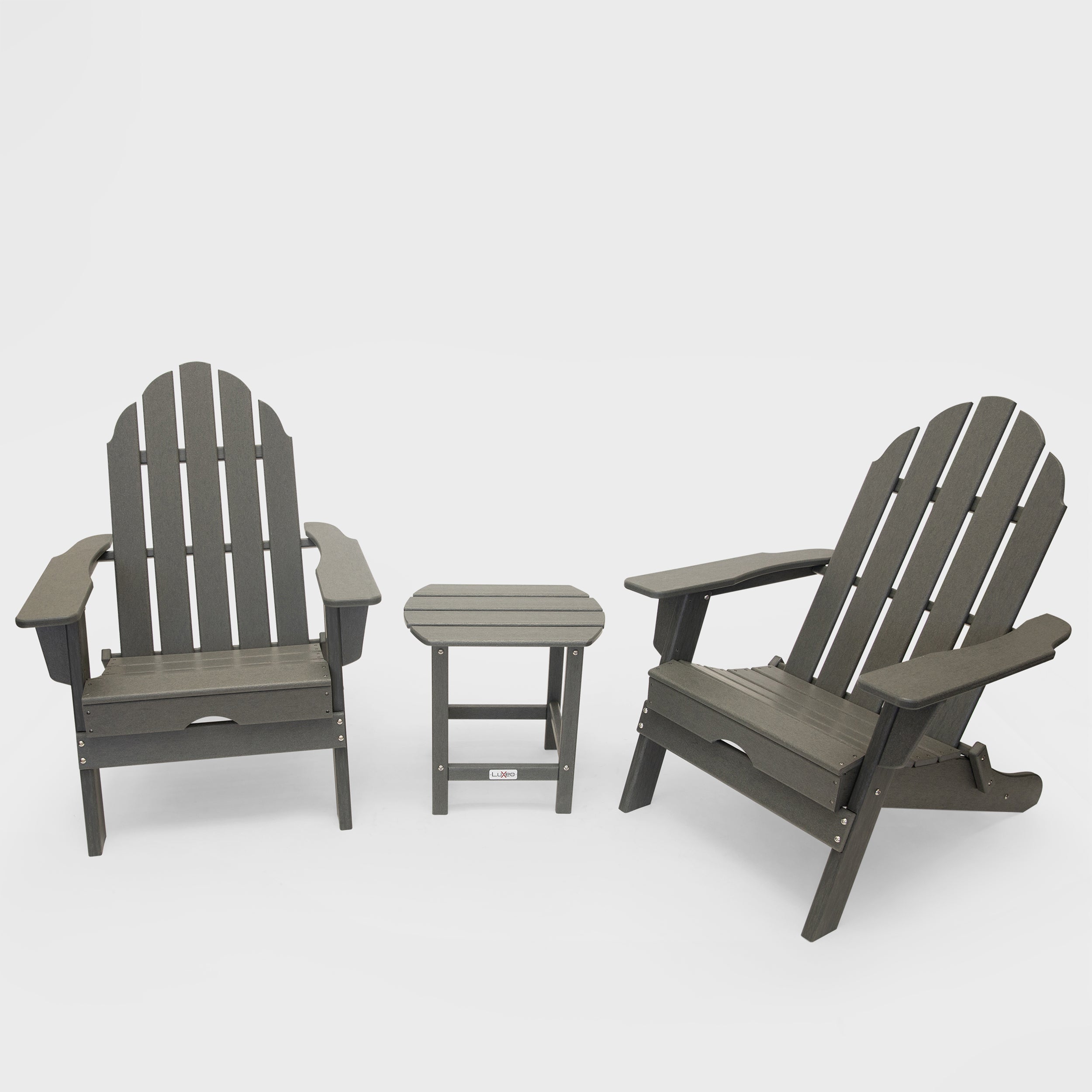LuXeo Balboa HDPE Recycled Plastic Folding Adirondack Chair and Table Set (3-Piece)