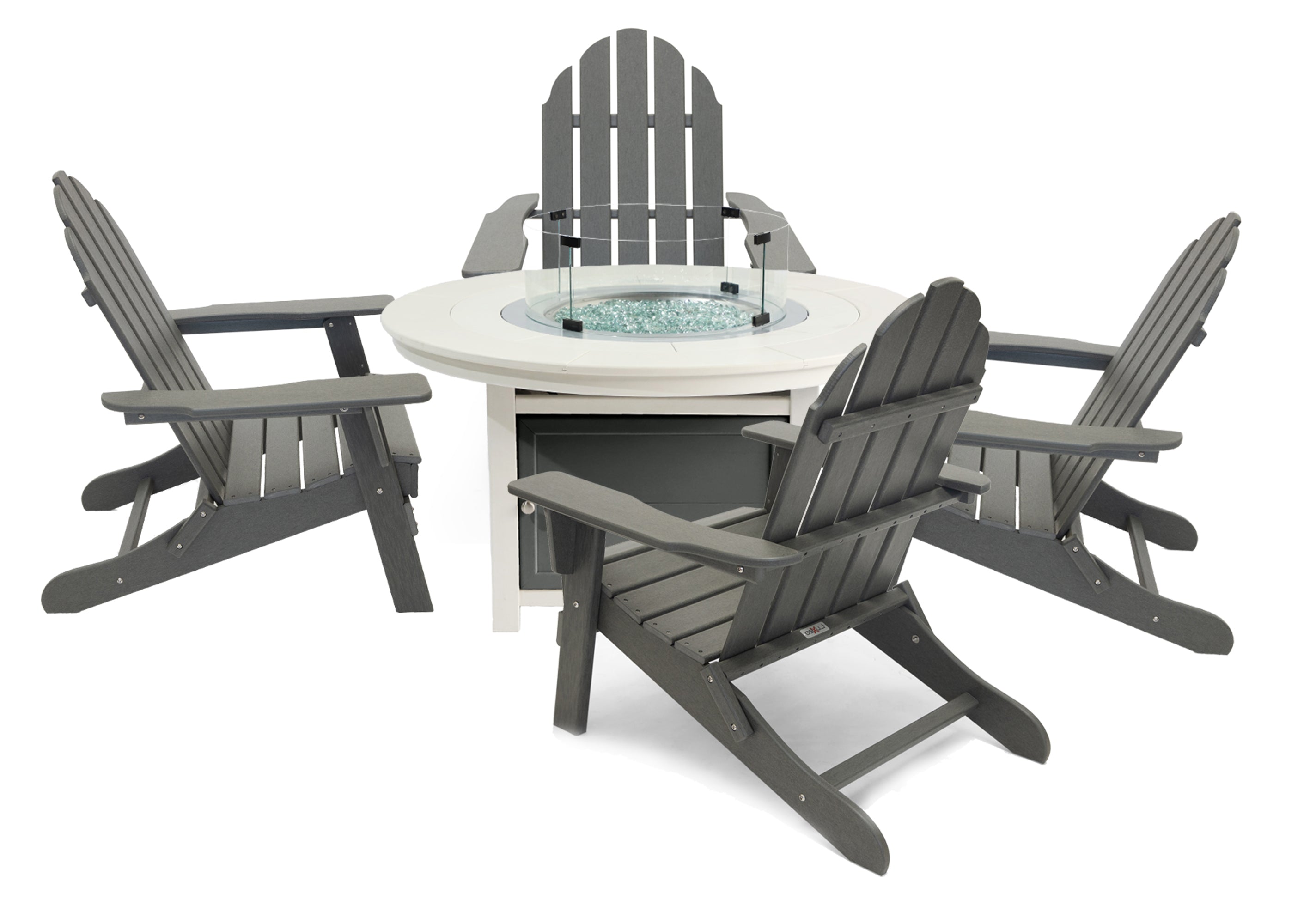 Vail 48" Two-Tone Fire Pit Table, Round Top with Four Balboa Chairs