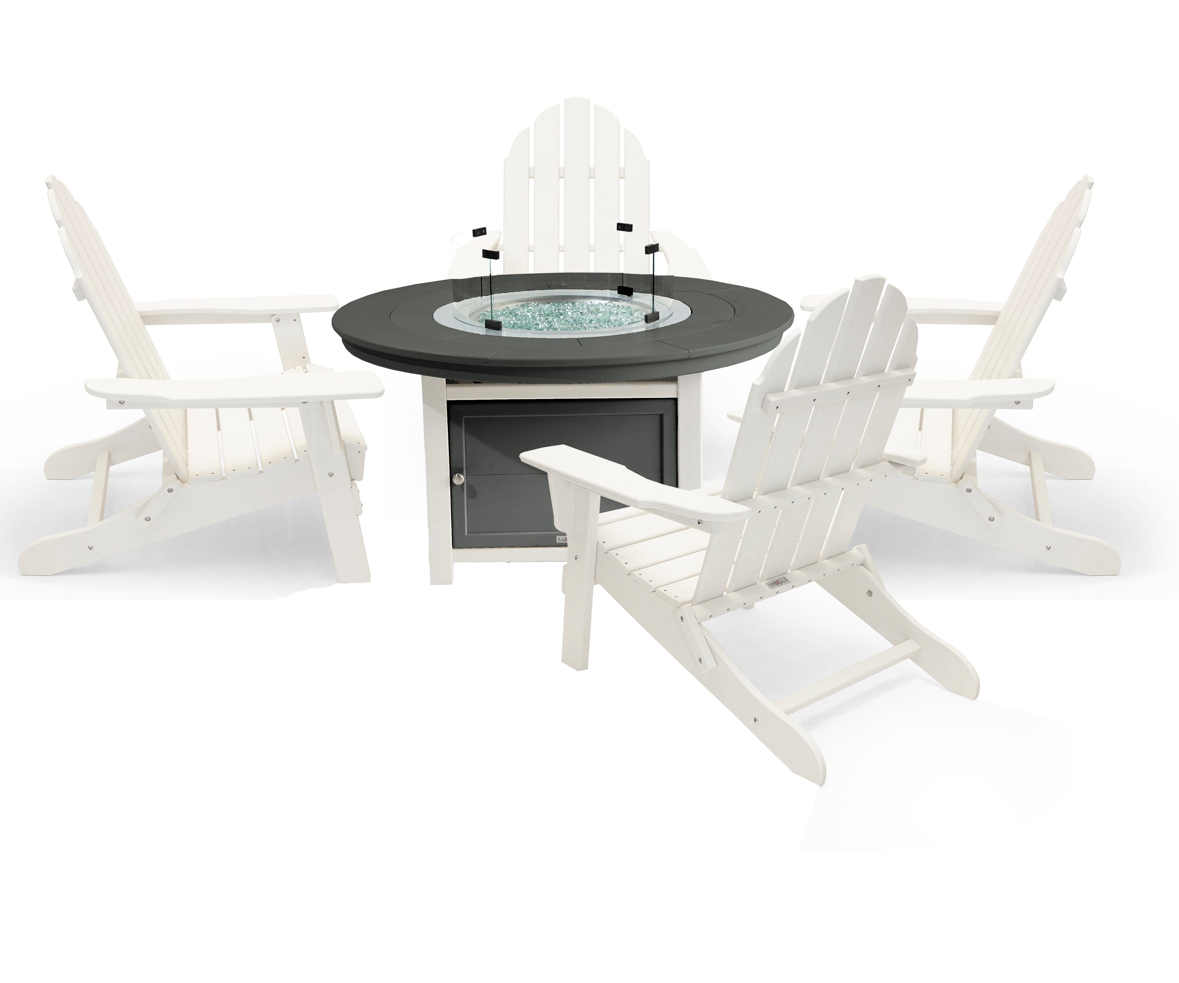 Vail 48" Two-Tone Fire Pit Table, Round Top with Four Balboa Chairs